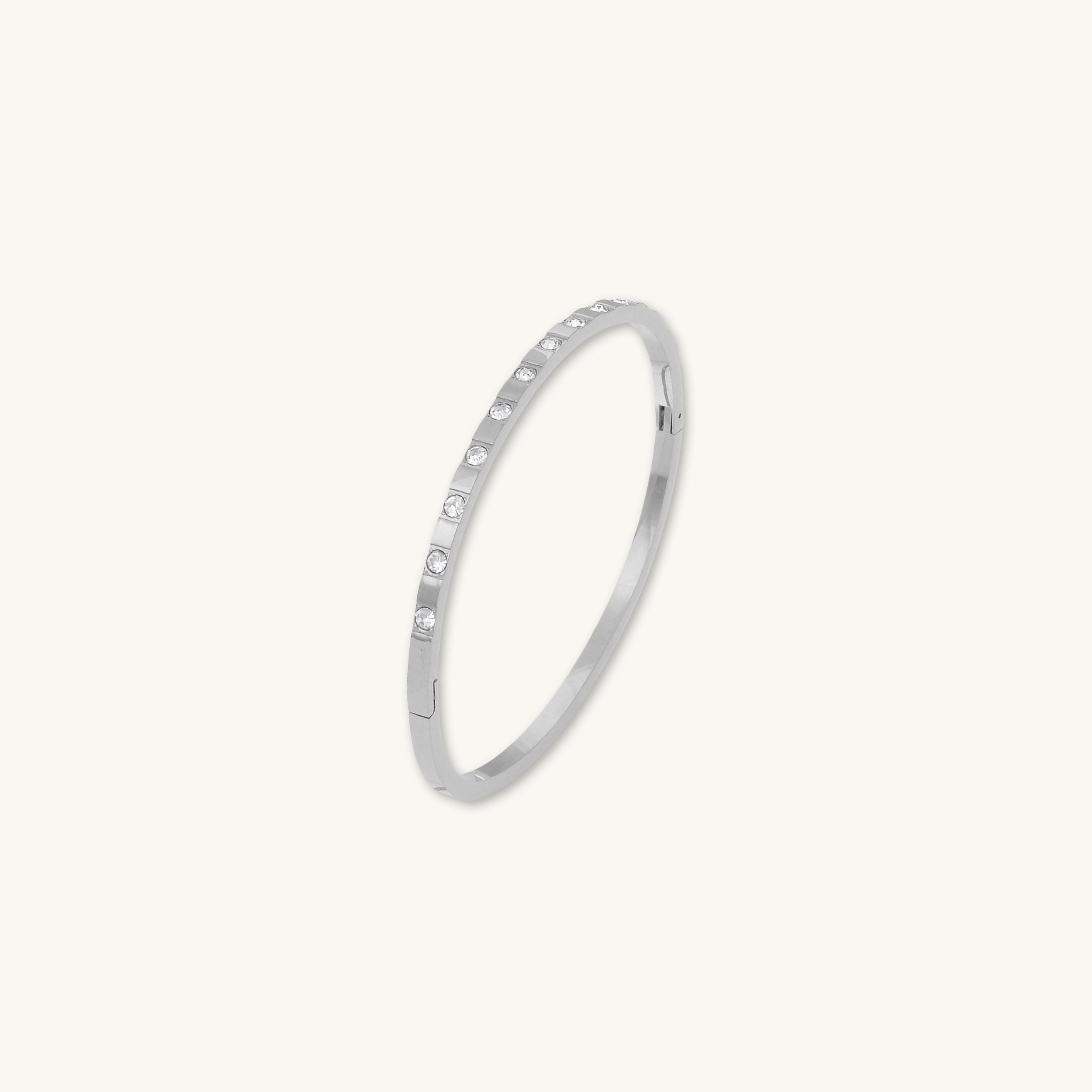 Zirconia Hinged Thin Bangle Bracelet