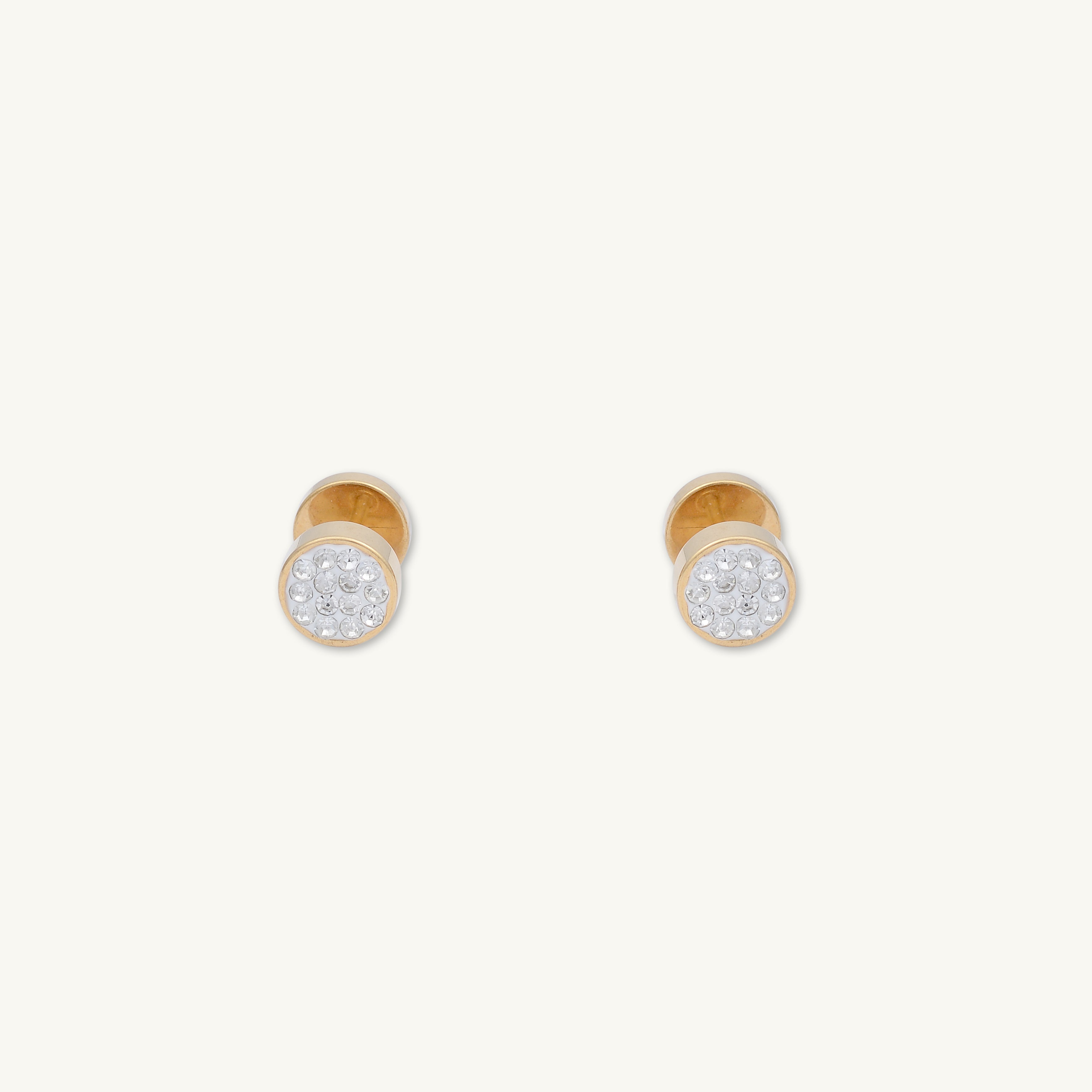 8mm Unisex Circle Crystal Stud Earrings