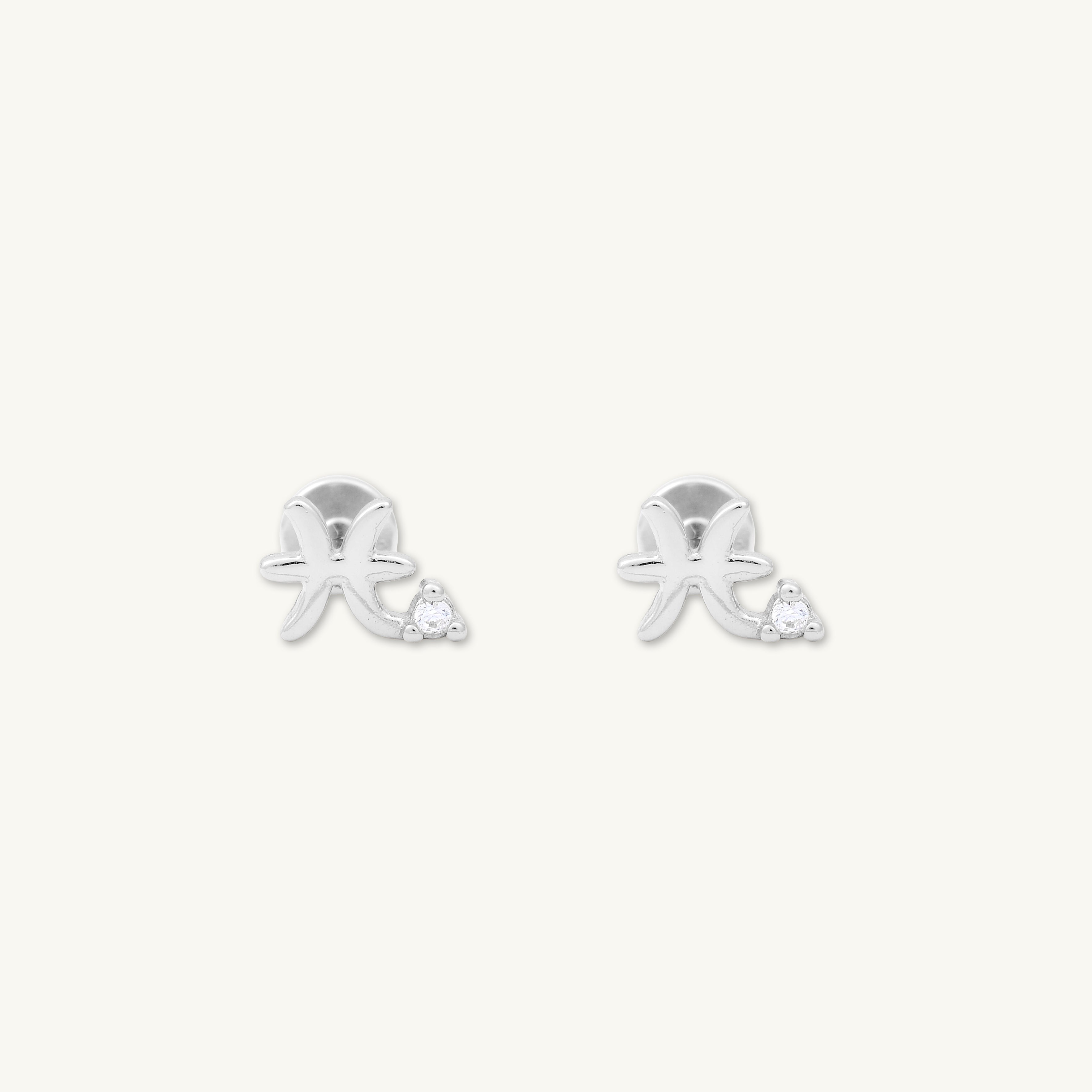 Pisces Zodiac Star Sign Flat Back Earrings