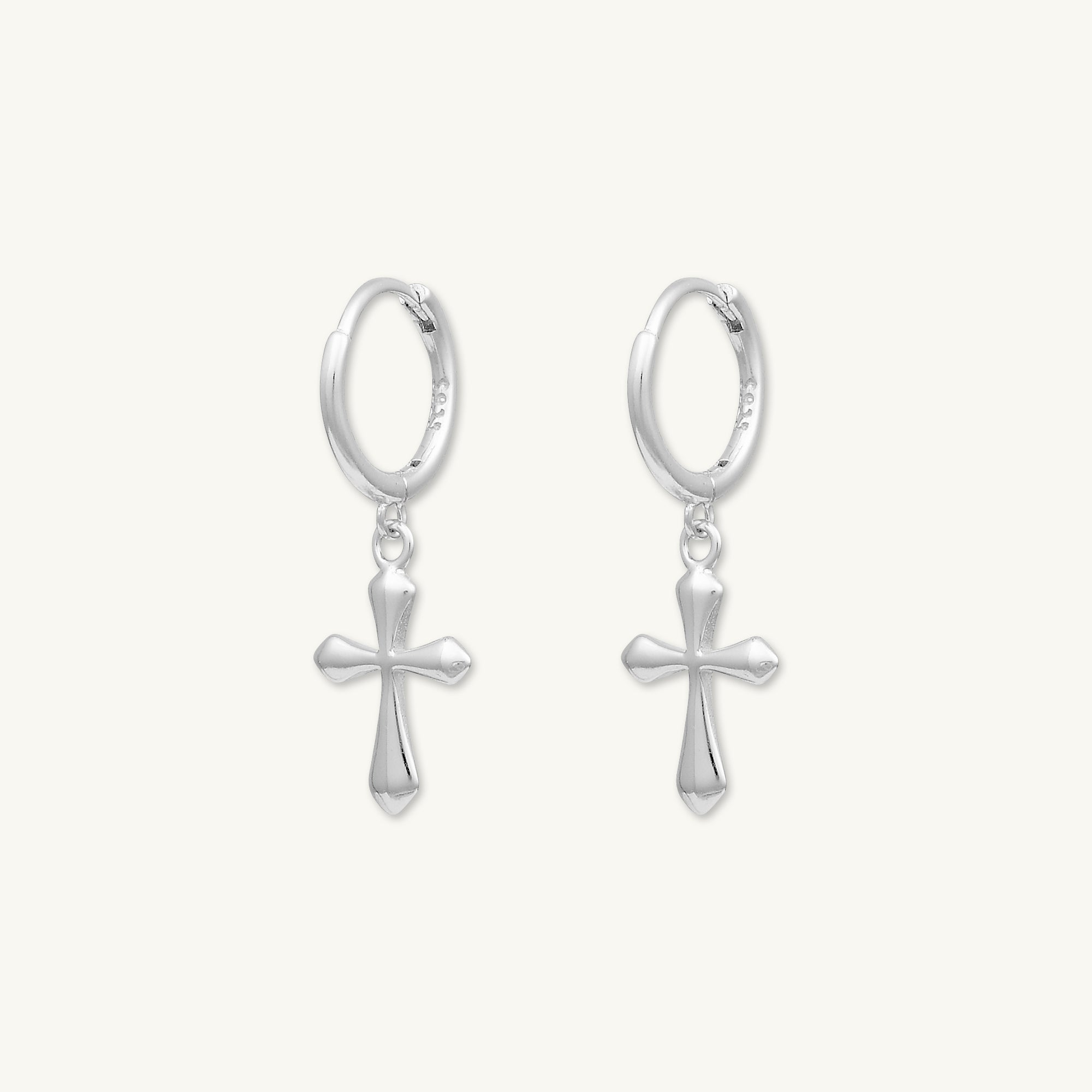 Cross Hoop Huggie Earrings