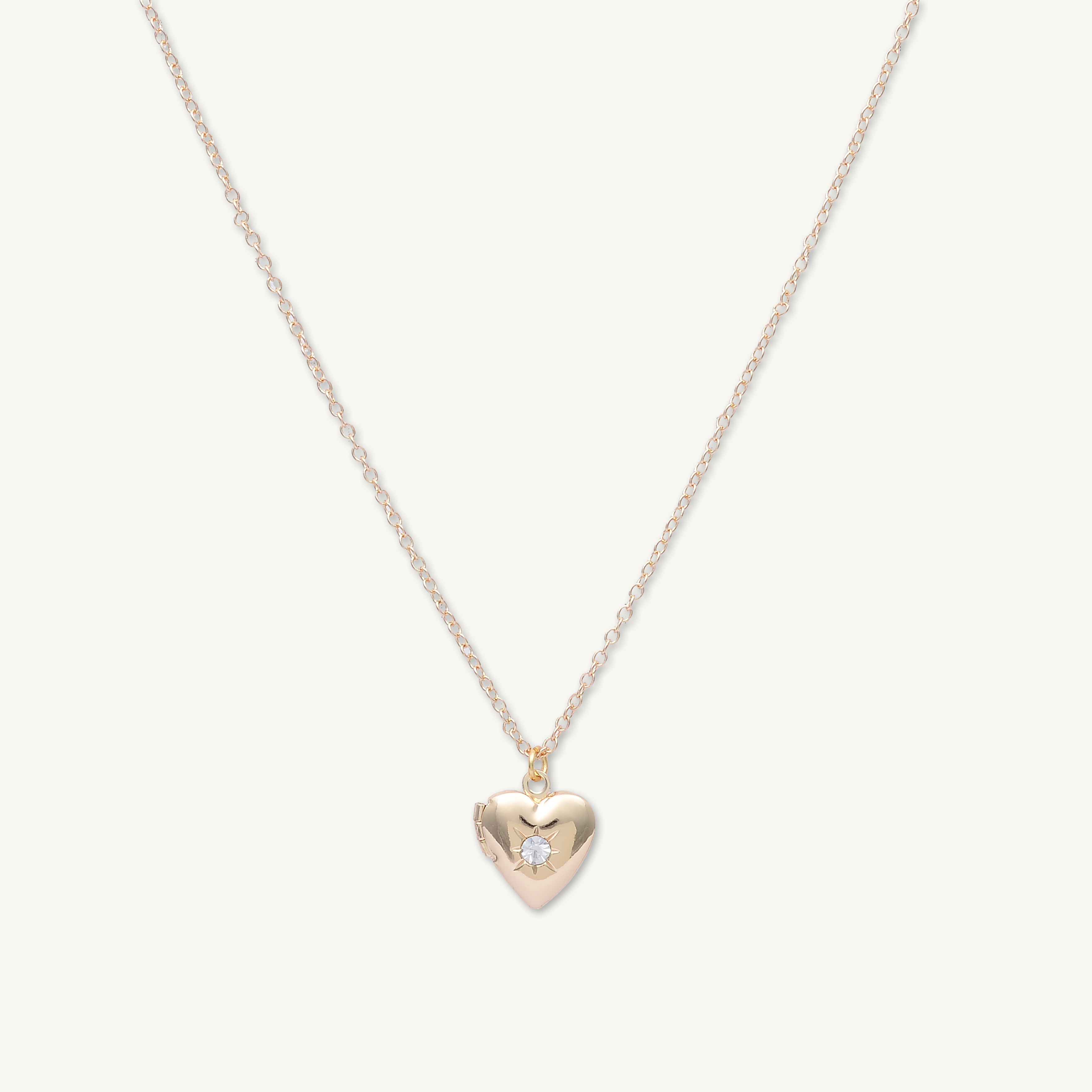 North Star Heart Photo Locket Necklace