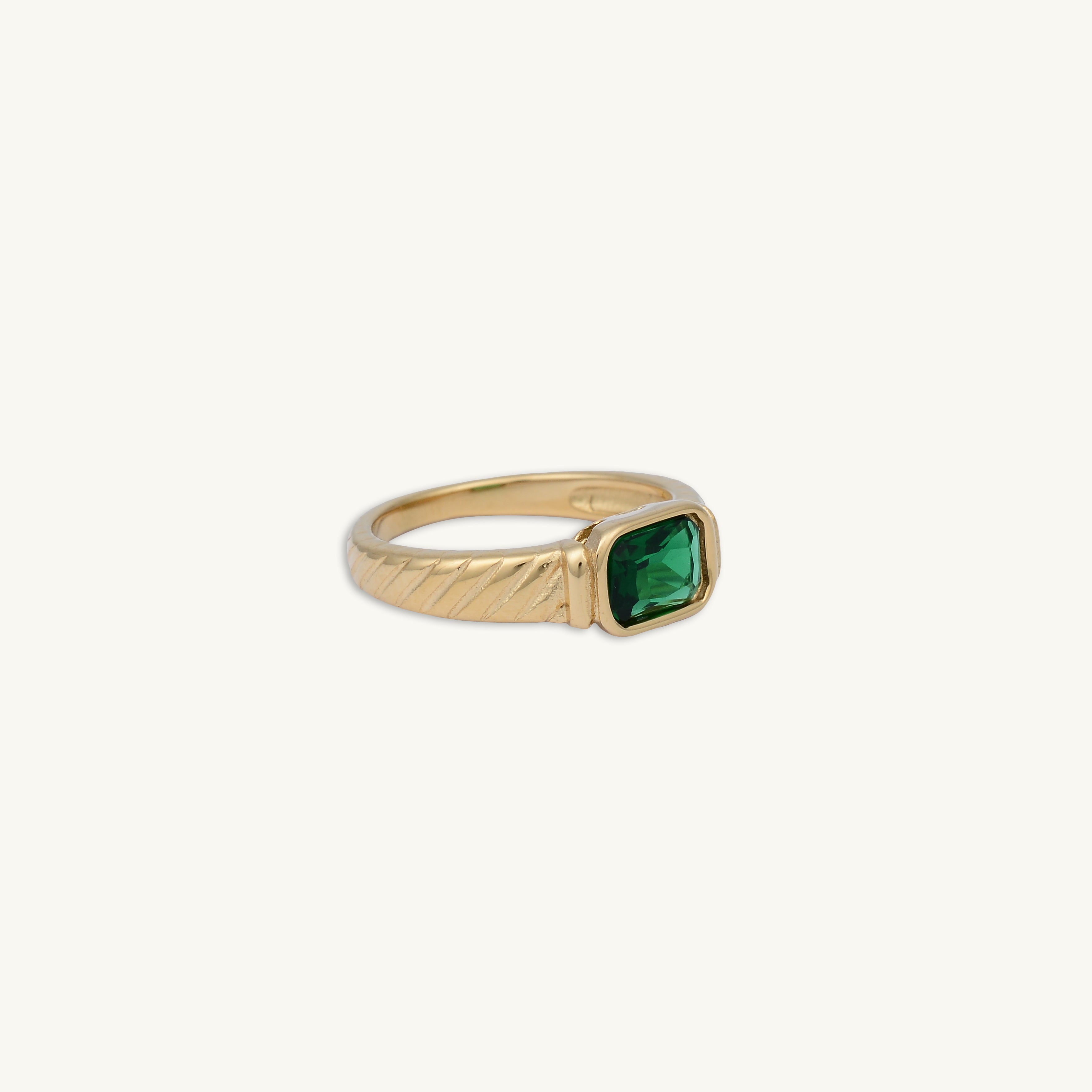 Vintage Emerald Baguette Statement Ring