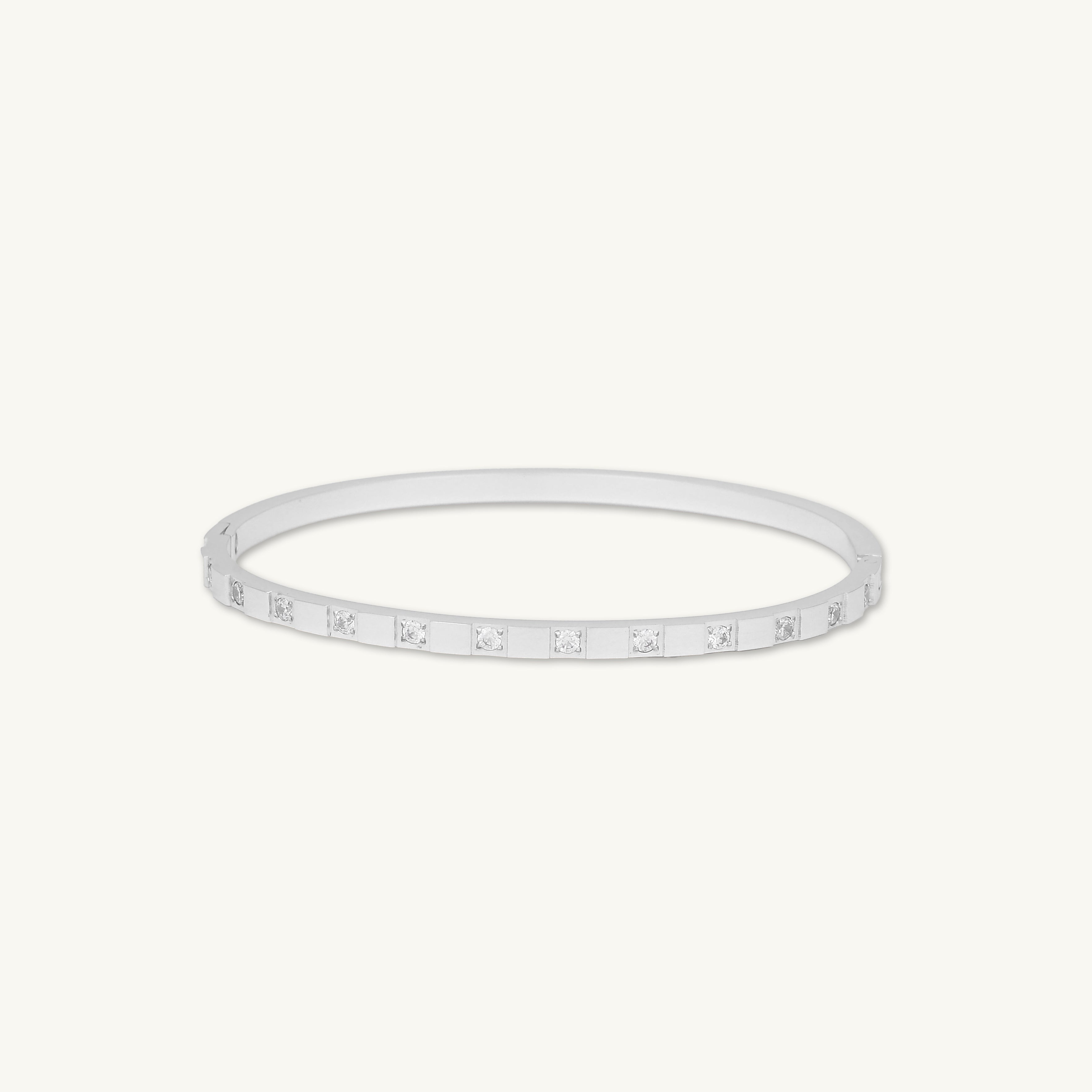 Zirconia Hinged Thin Bangle Bracelet