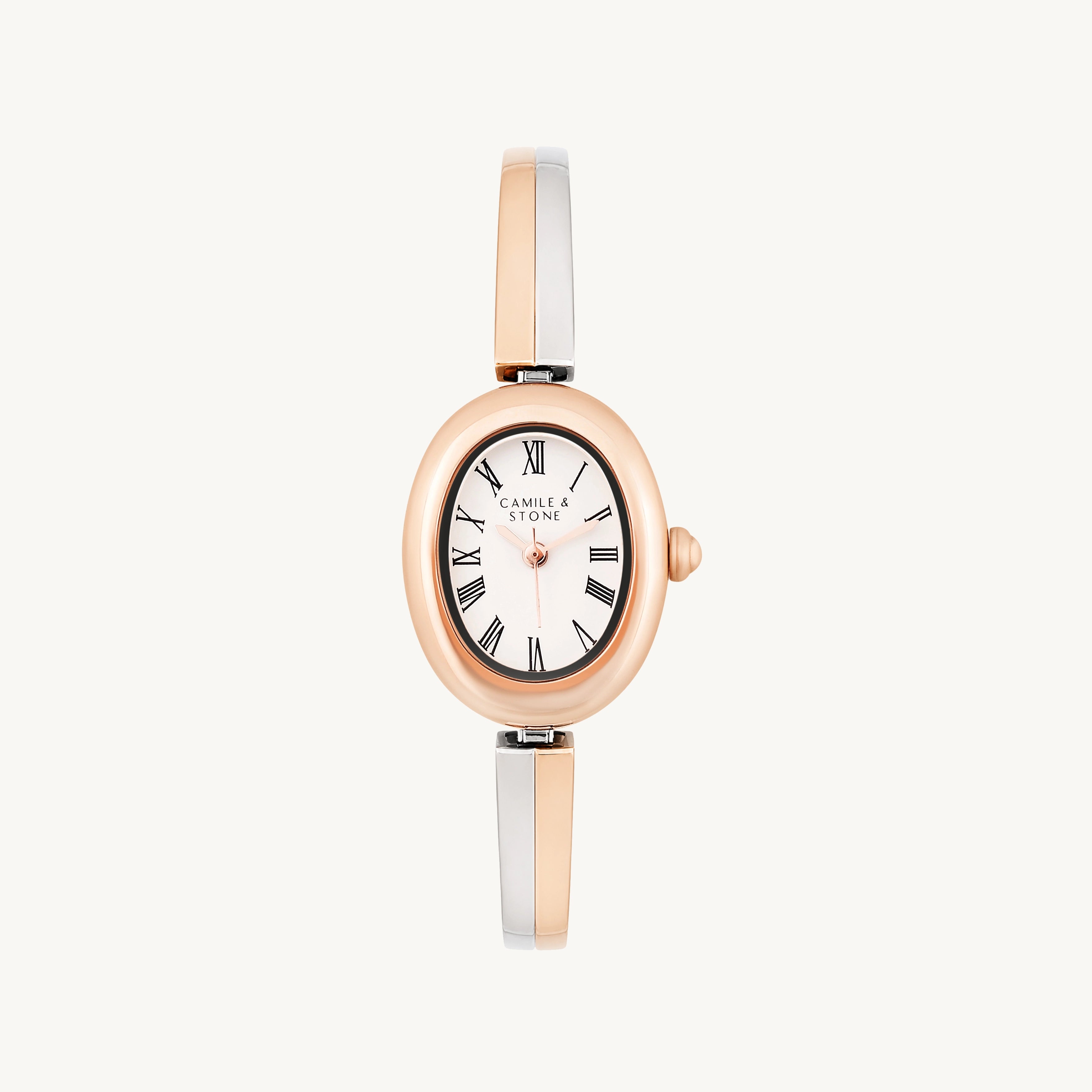 Audrey Two-Tone Oval Watch | Rose Gold