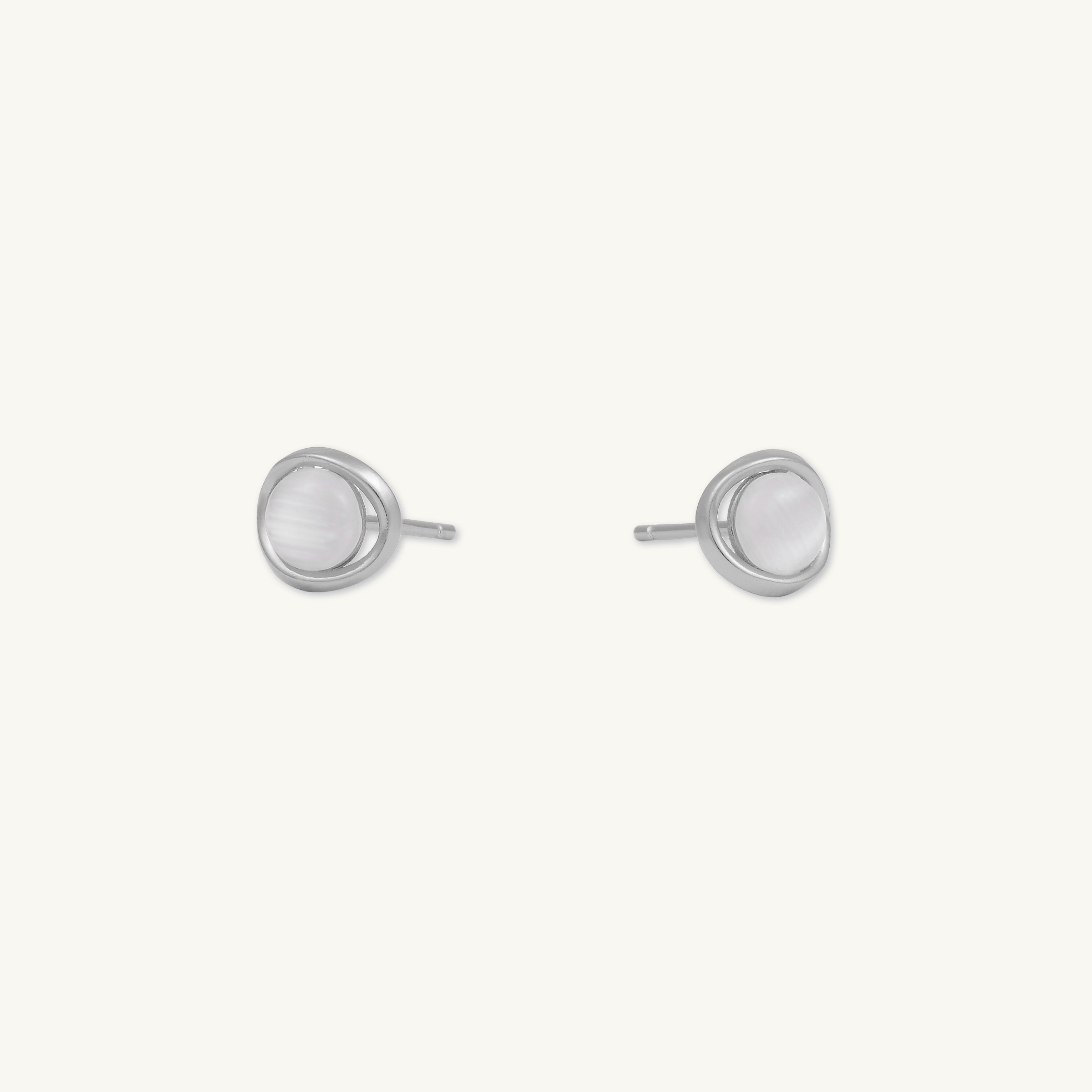 Circular Moonstone Stud Earrings