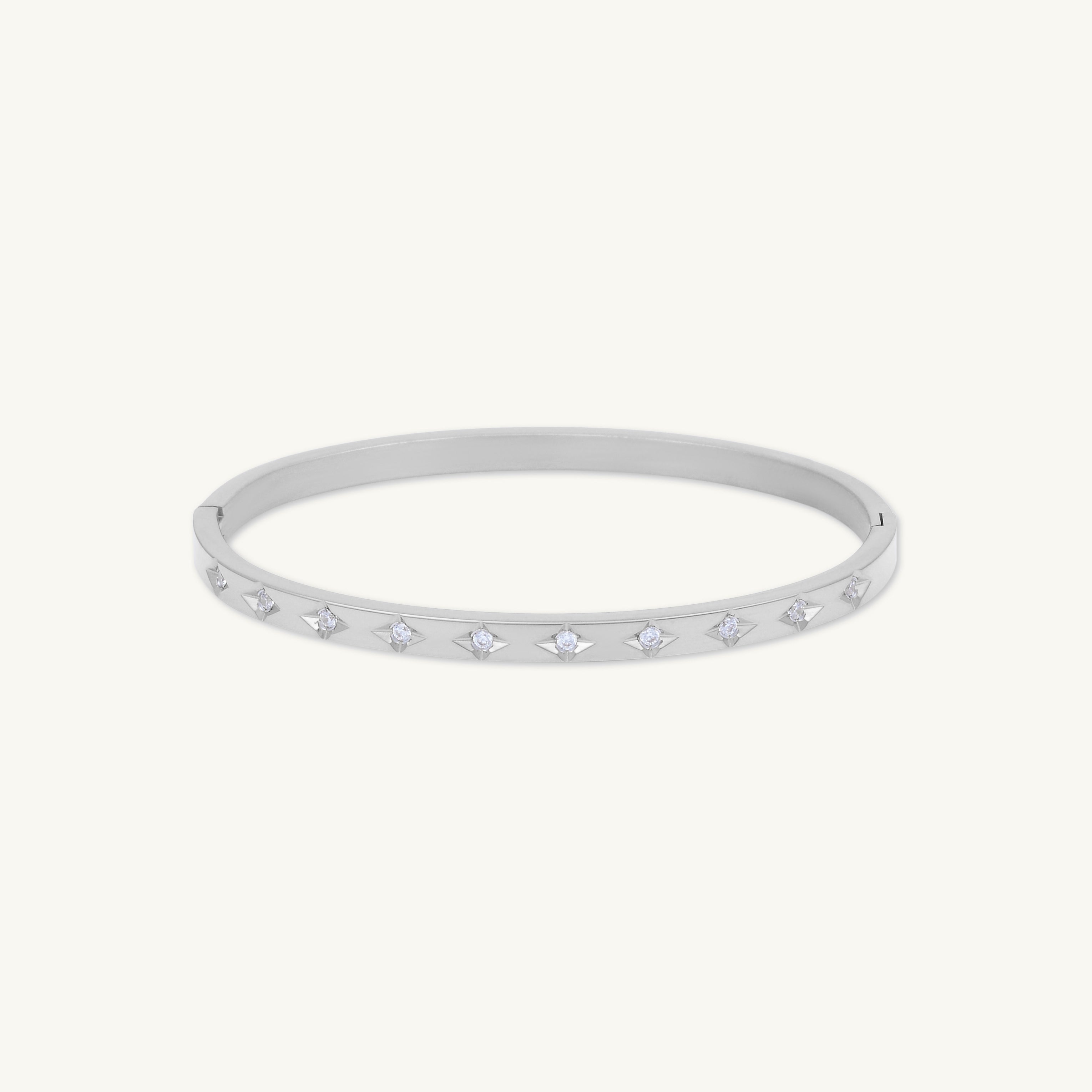 Starry Zirconia Hinged Bangle Bracelet