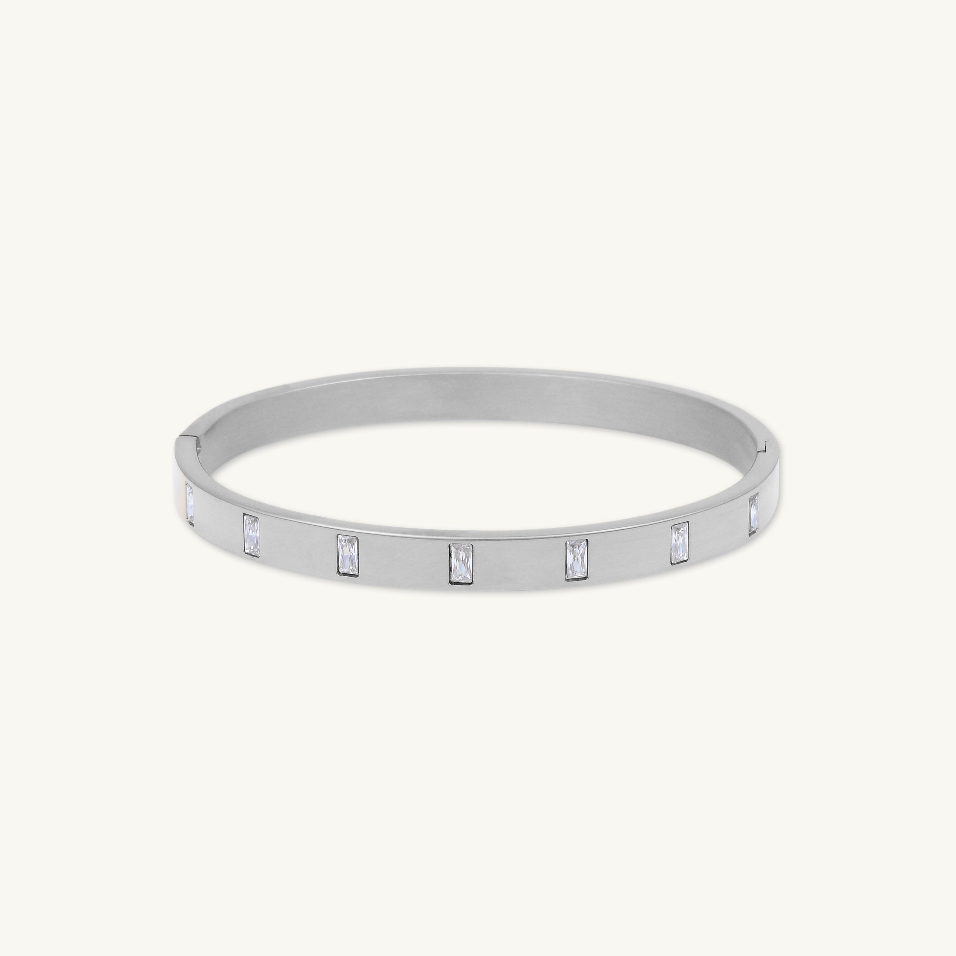 Baguette Hinged Bangle Bracelet