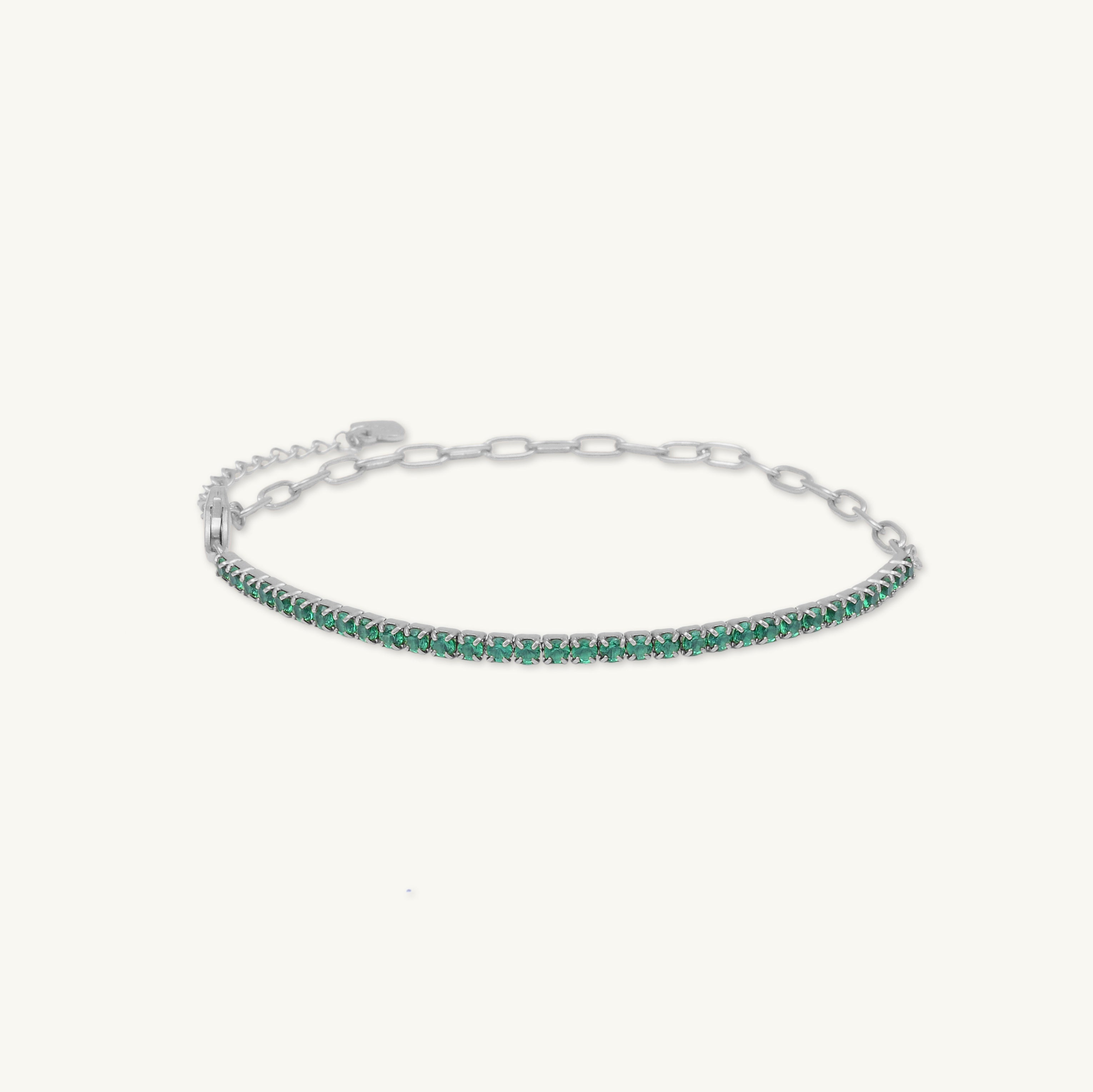 Emerald Tennis Link Chain Bracelet