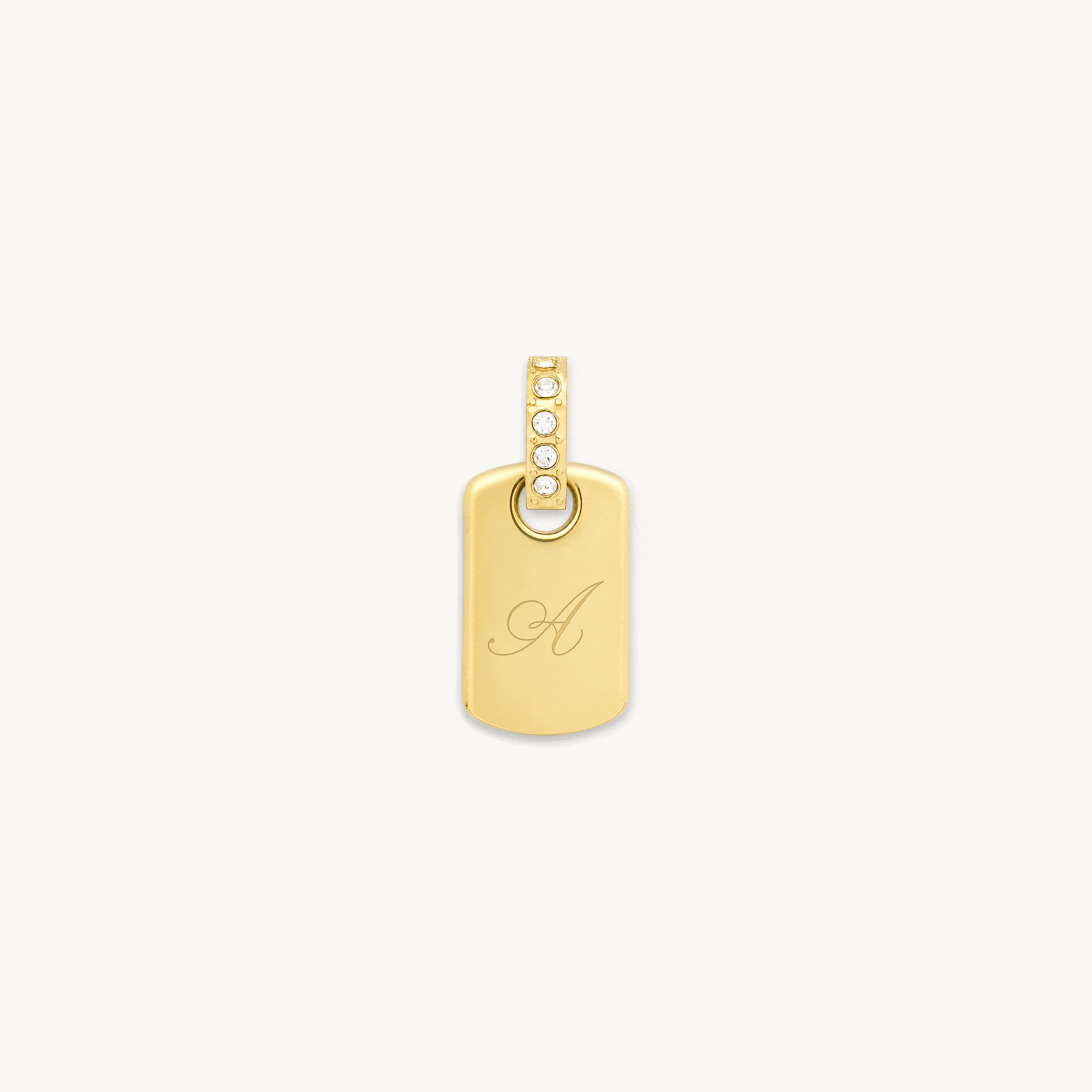 Script Initial Letter Engraved Sapphire Tag Pendant