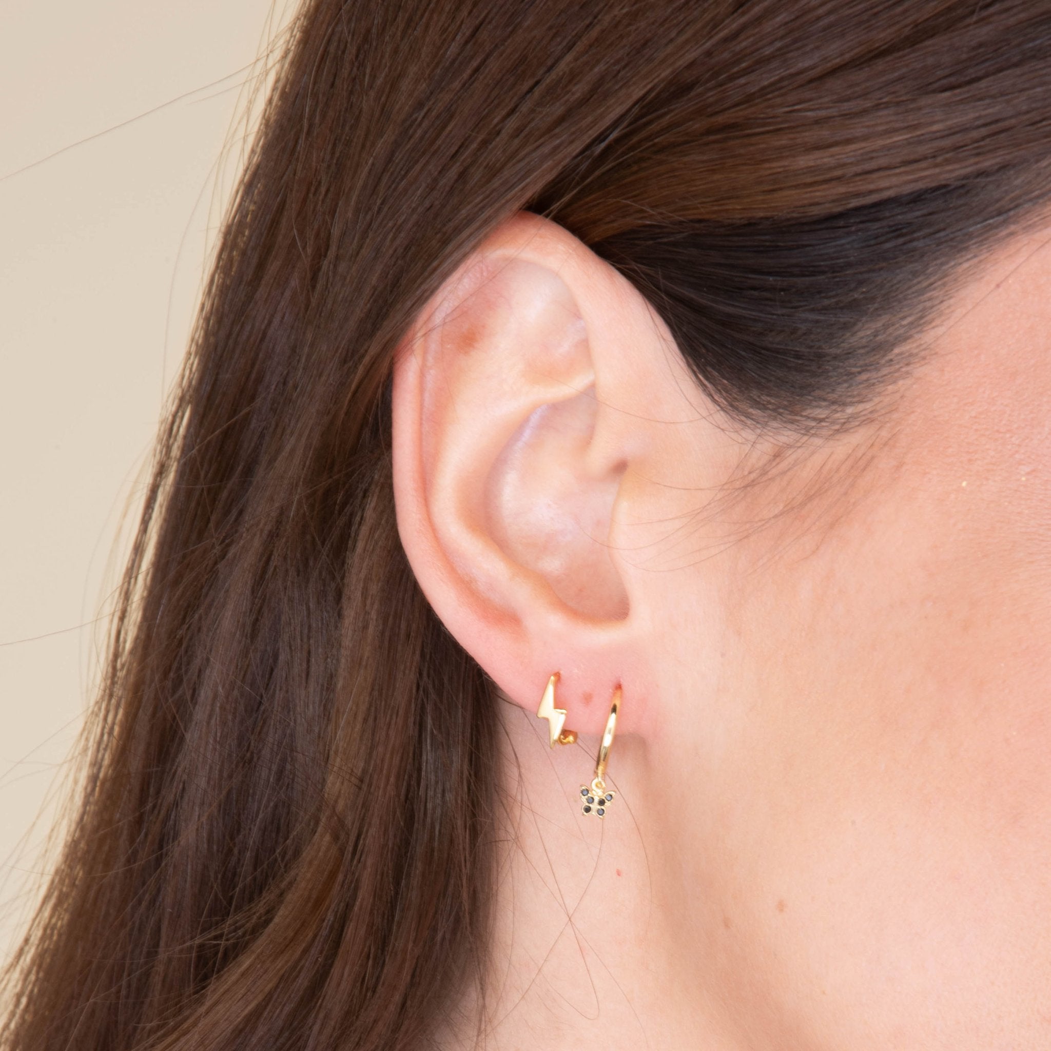 Black Butterfly Zirconia Drop Huggie Earrings - Camile & Stone