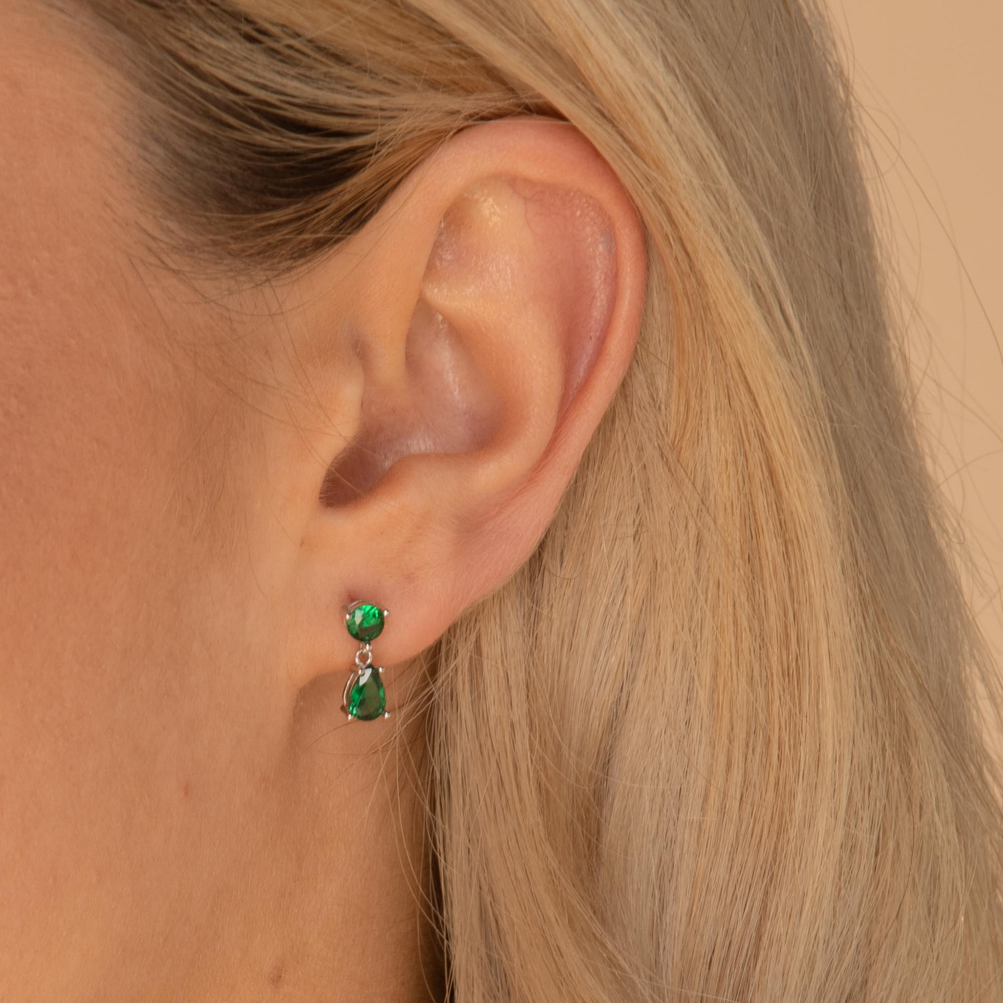 Emerald Teardrop Sapphire Earrings