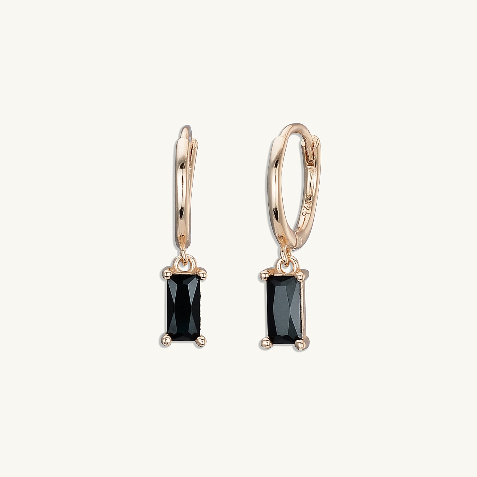 Black Baguette Hoop Earrings