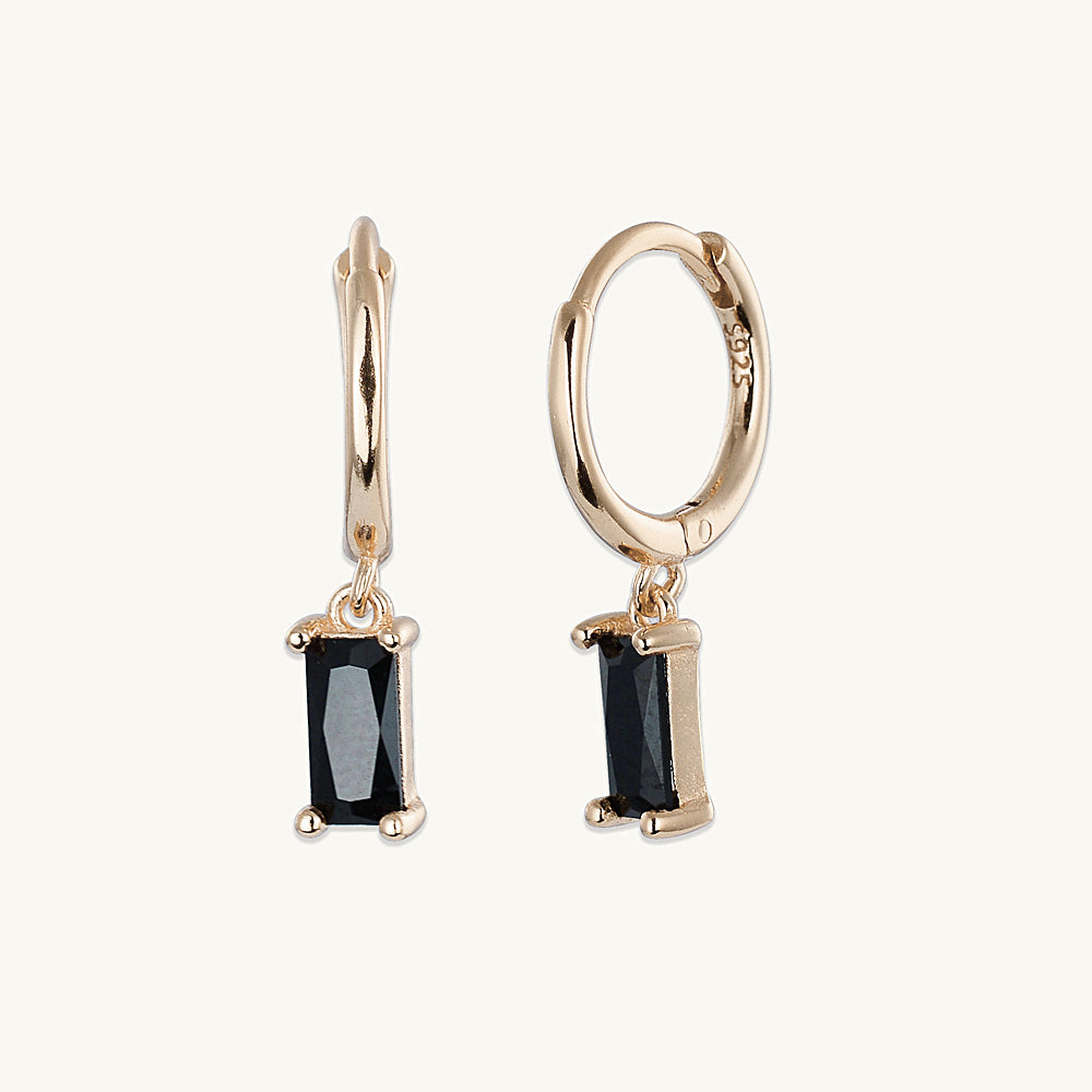 Black Baguette Hoop Earrings