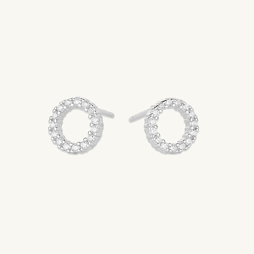 Circle Sapphire Stud Earrings