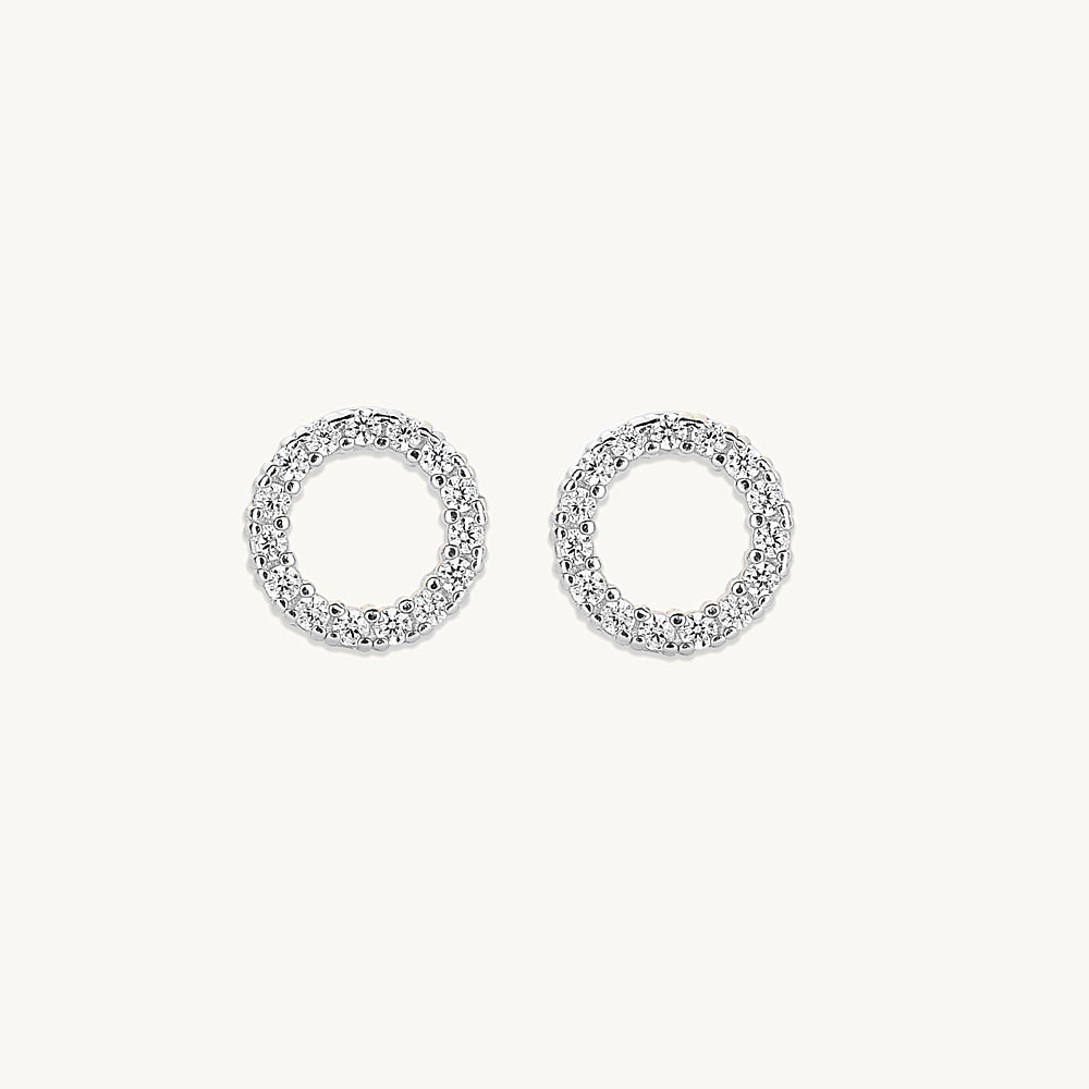 Circle Sapphire Stud Earrings