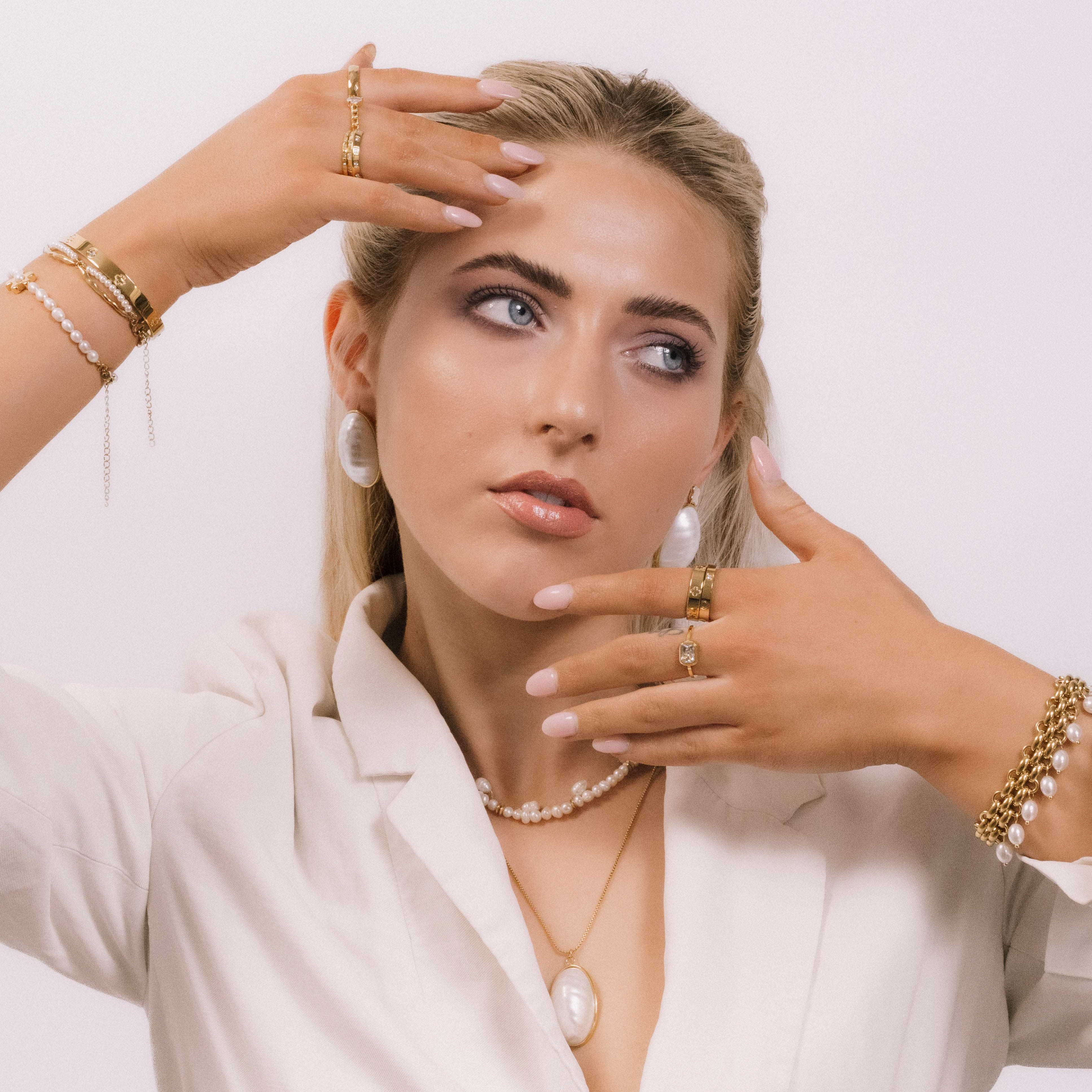 Pearl Oval Statement Earrings