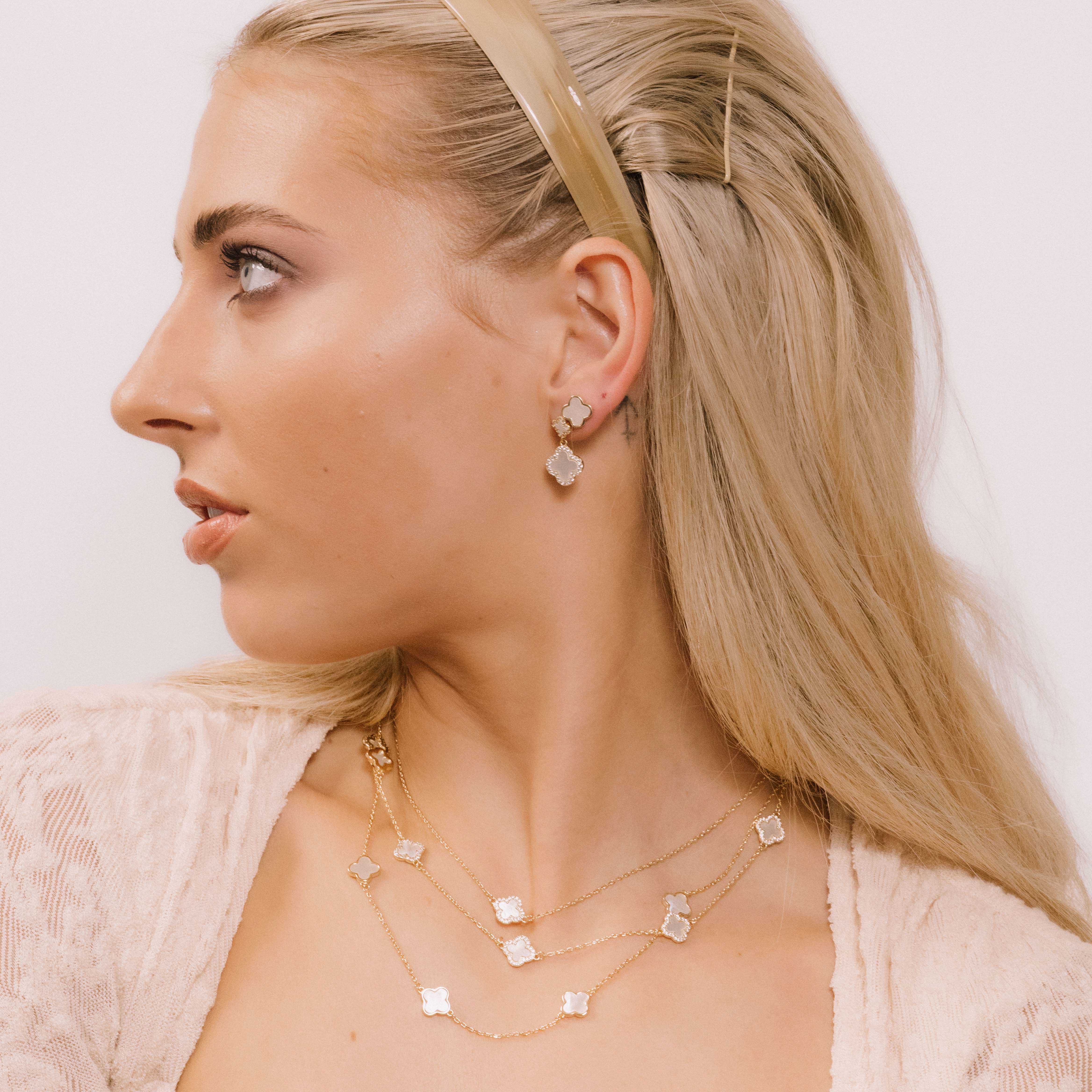 Clover Mother Of Pearl Stud Earrings