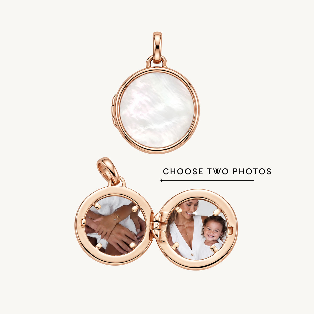 Eternal Circle Photo Locket MOP Pendant