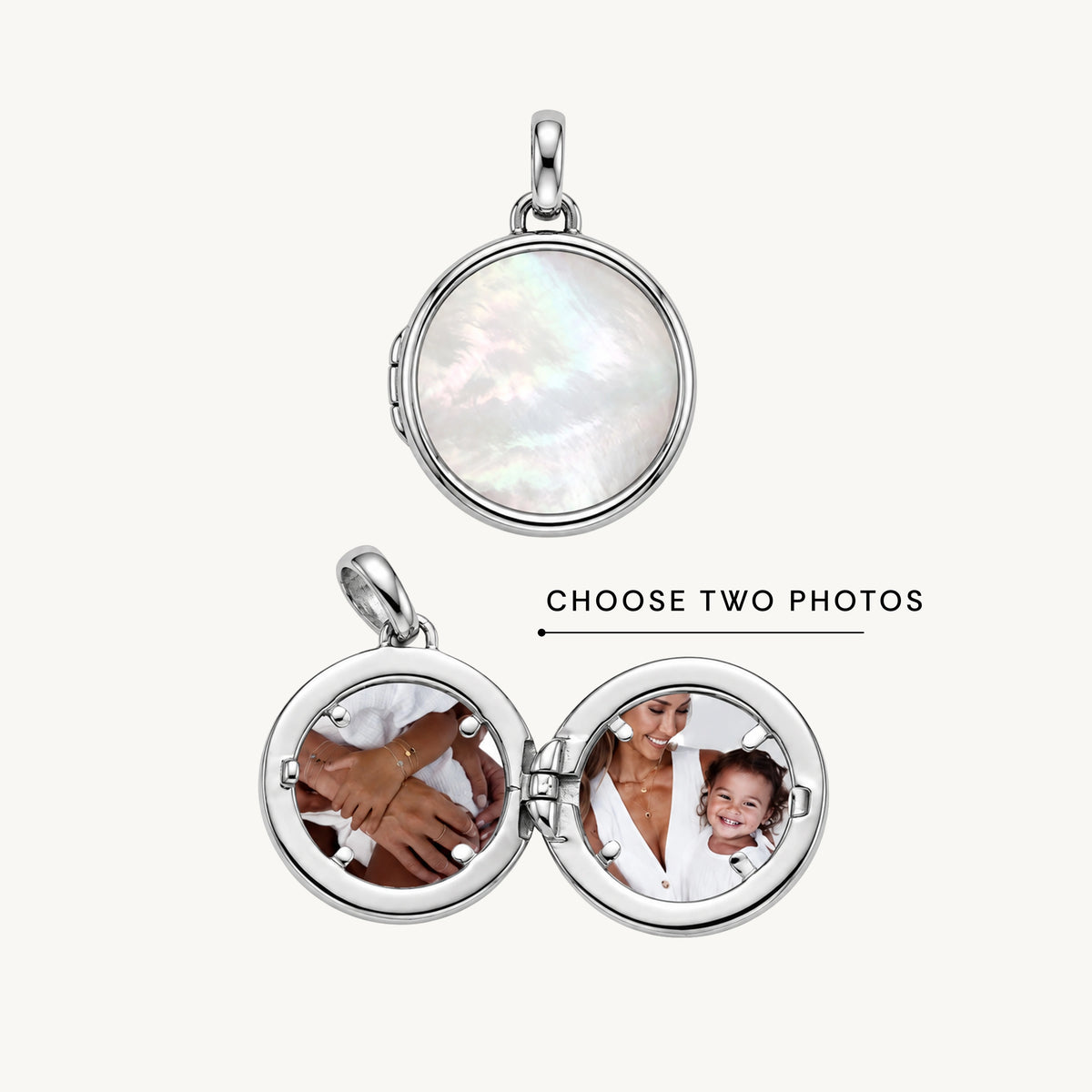 Eternal Circle Photo Locket MOP Pendant