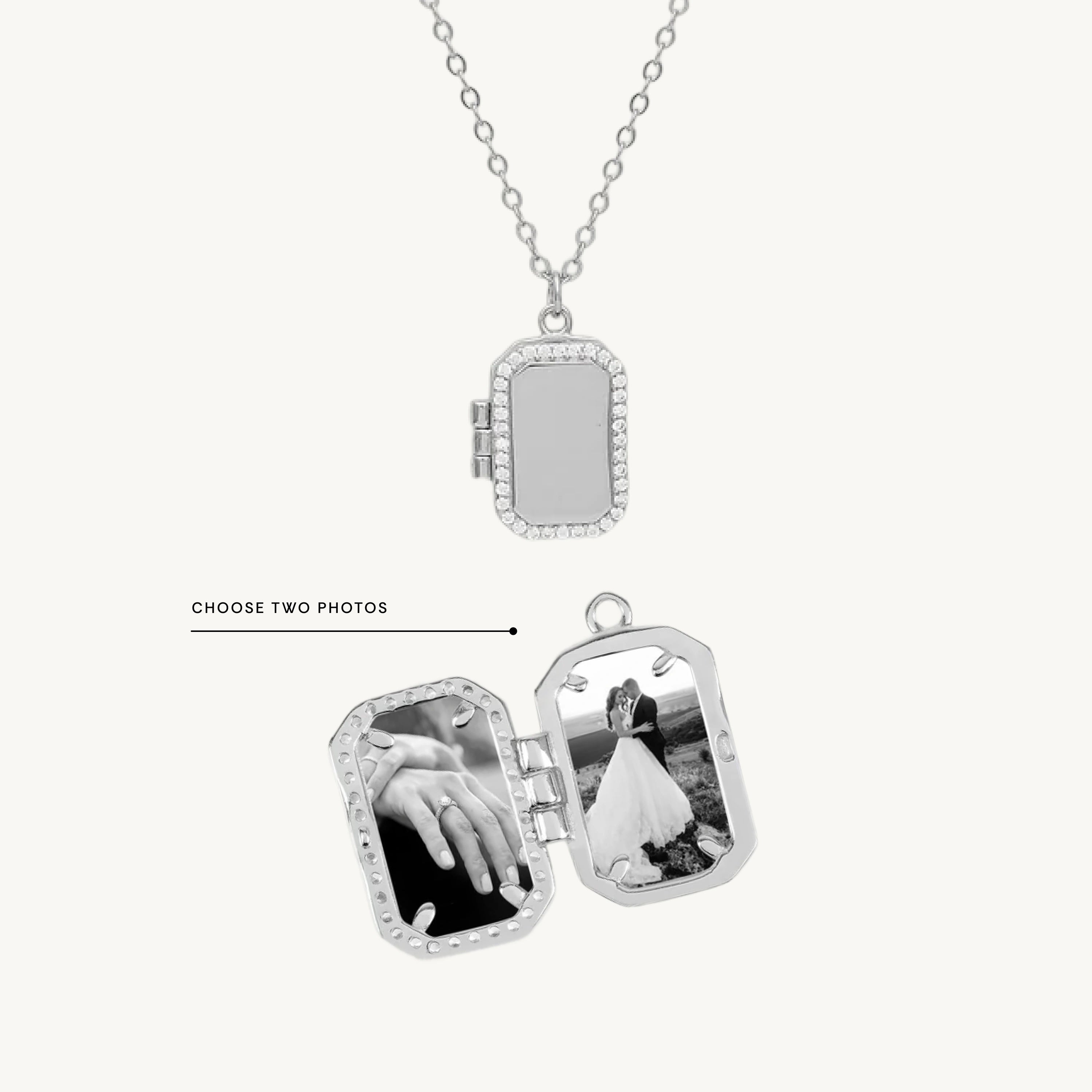 Classic Sapphire Photo Locket Necklace