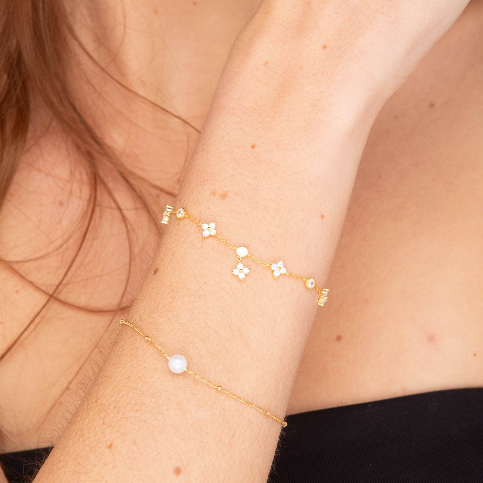 Clover Bezel Station Chain Bracelet - Camile & Stone