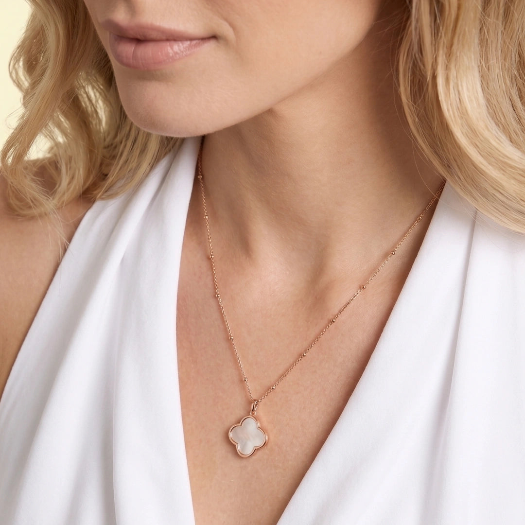 Clover MOP Photo Locket Necklace