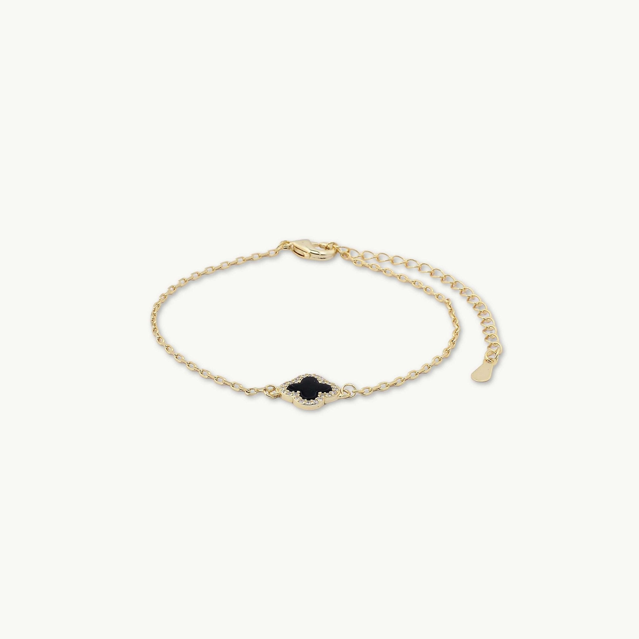 Clover Onyx Black Sapphire Bracelet - Camile & Stone