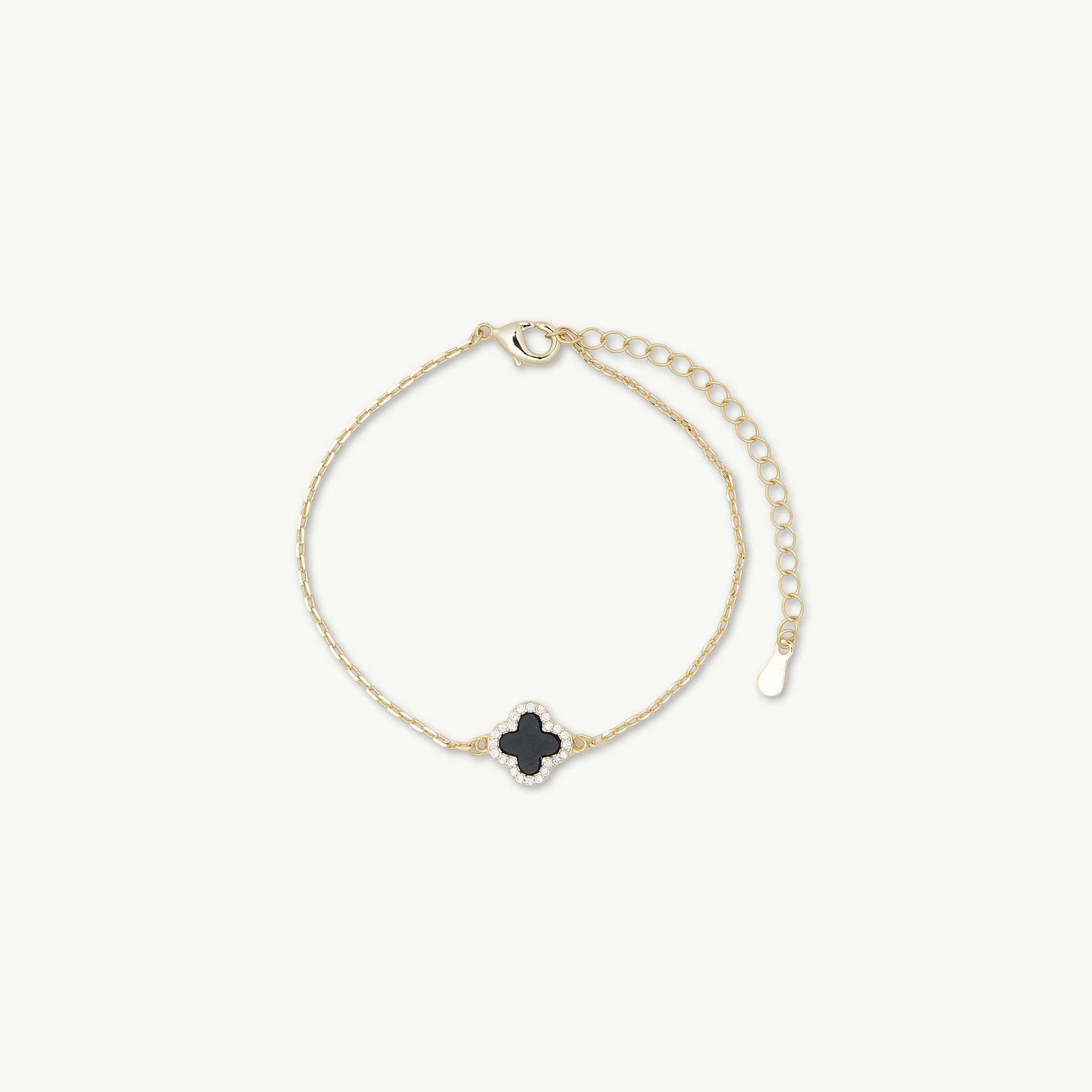 Clover Onyx Black Sapphire Bracelet - Camile & Stone