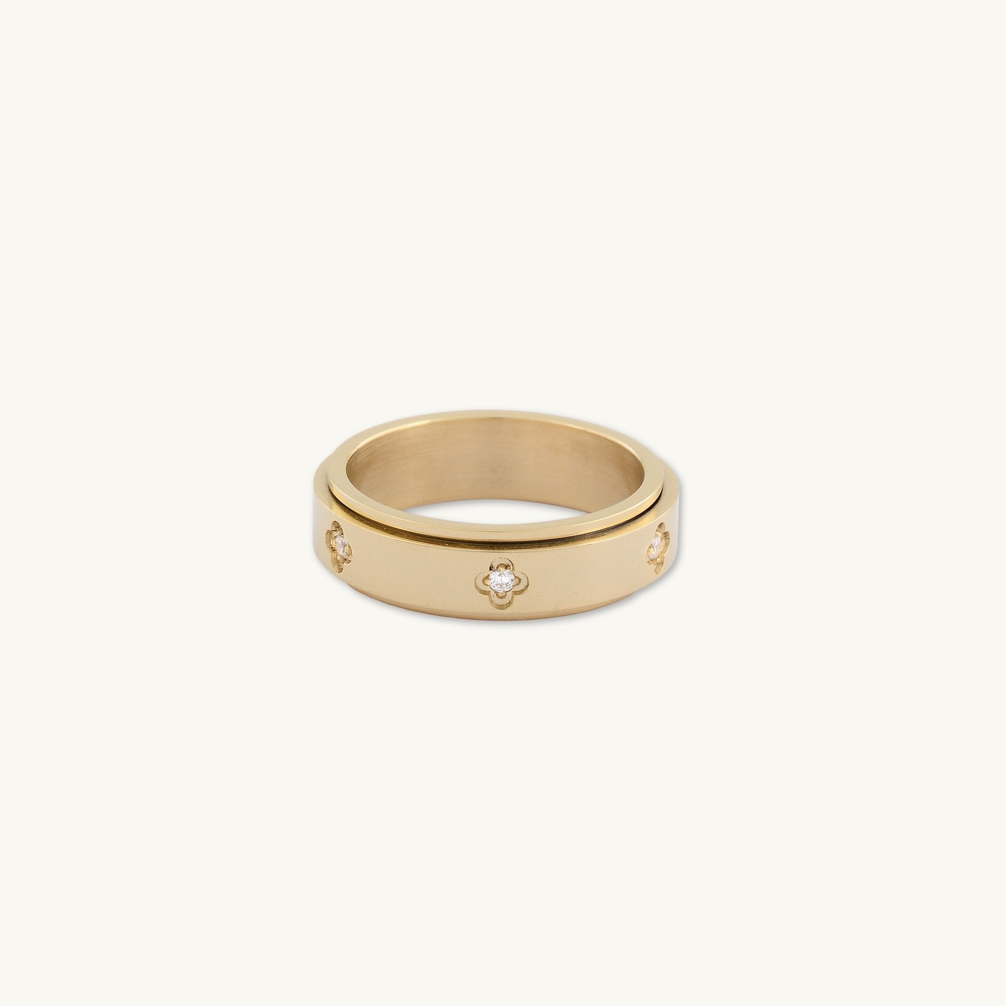 Clover Sapphire Meditation Rotating Ring - Camile & Stone