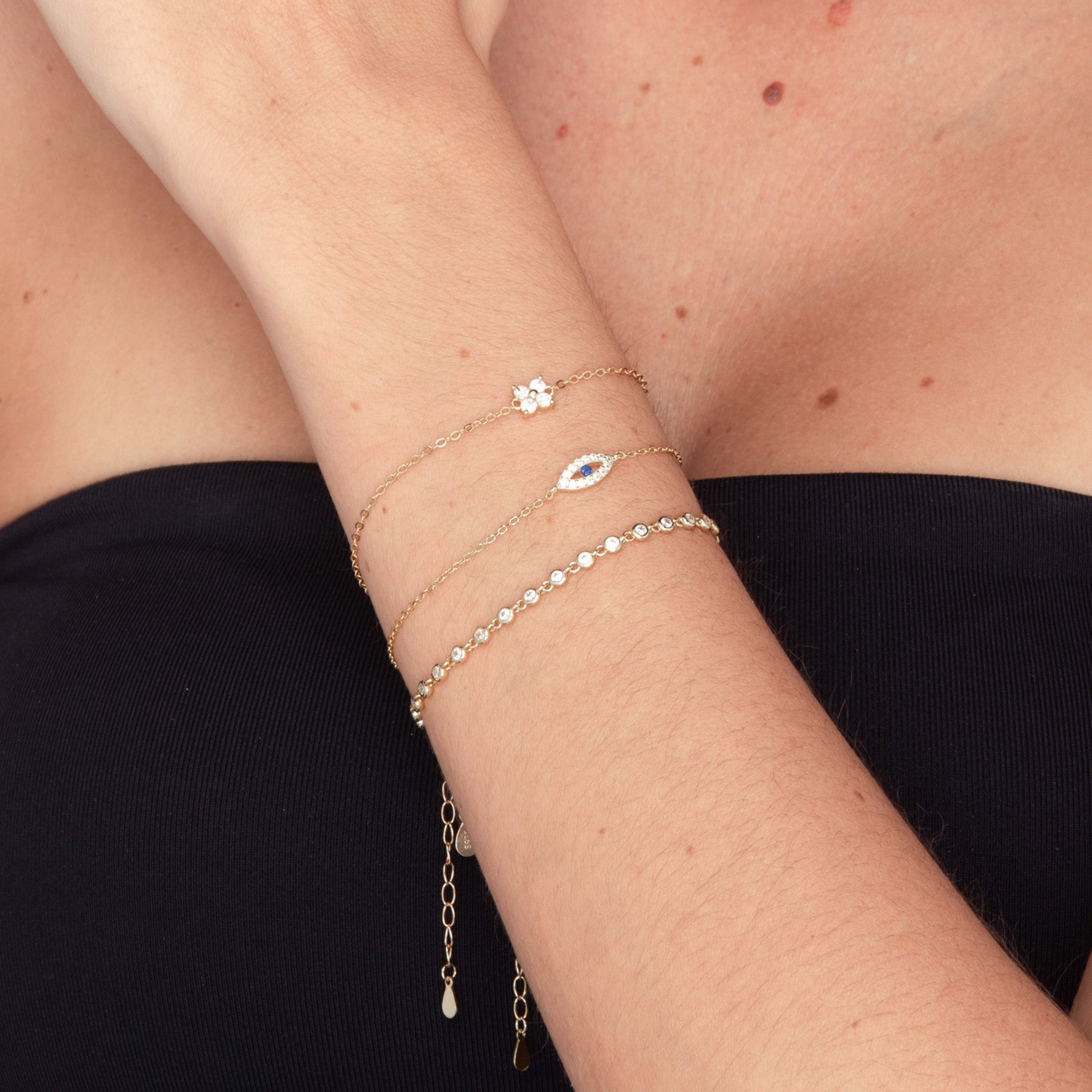 Clover Zirconia Chain Bracelet - Camile & Stone