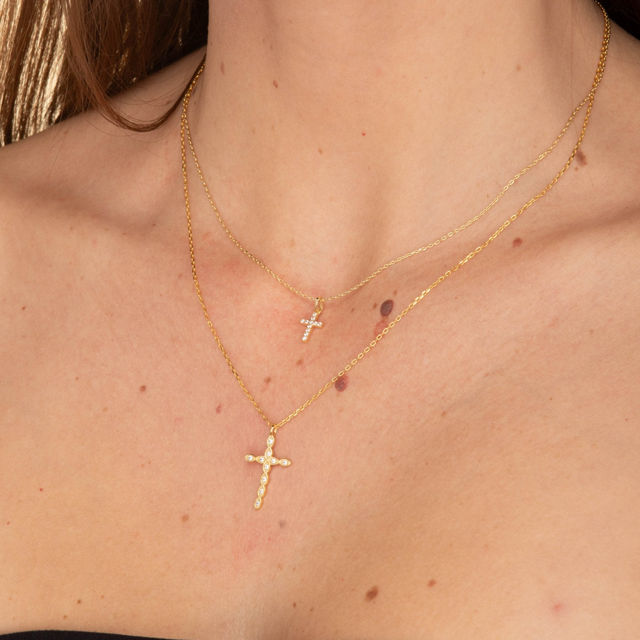Cross Sapphire Pendant Chain Necklace - Camile & Stone