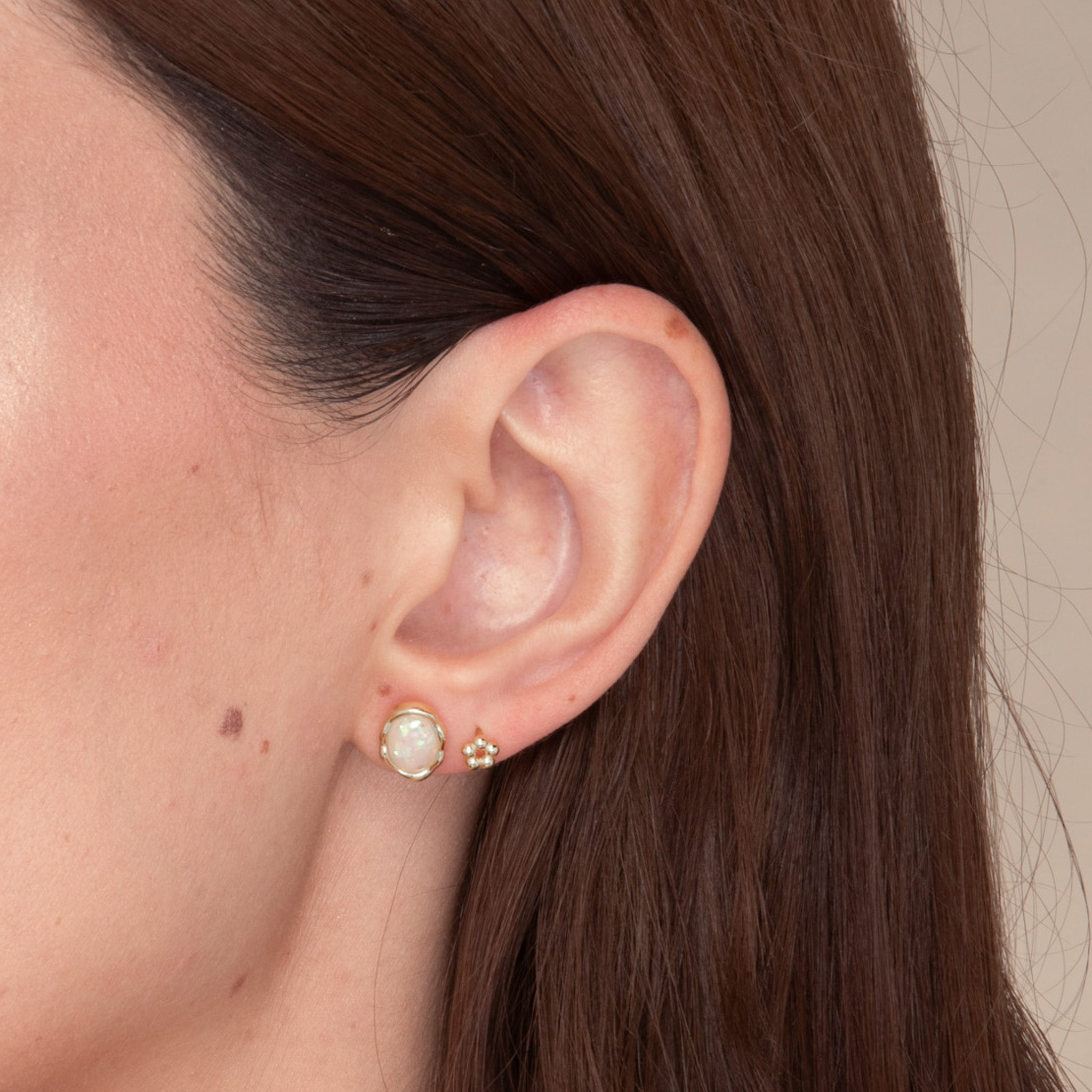 Vintage Oval Opal Stud Earrings