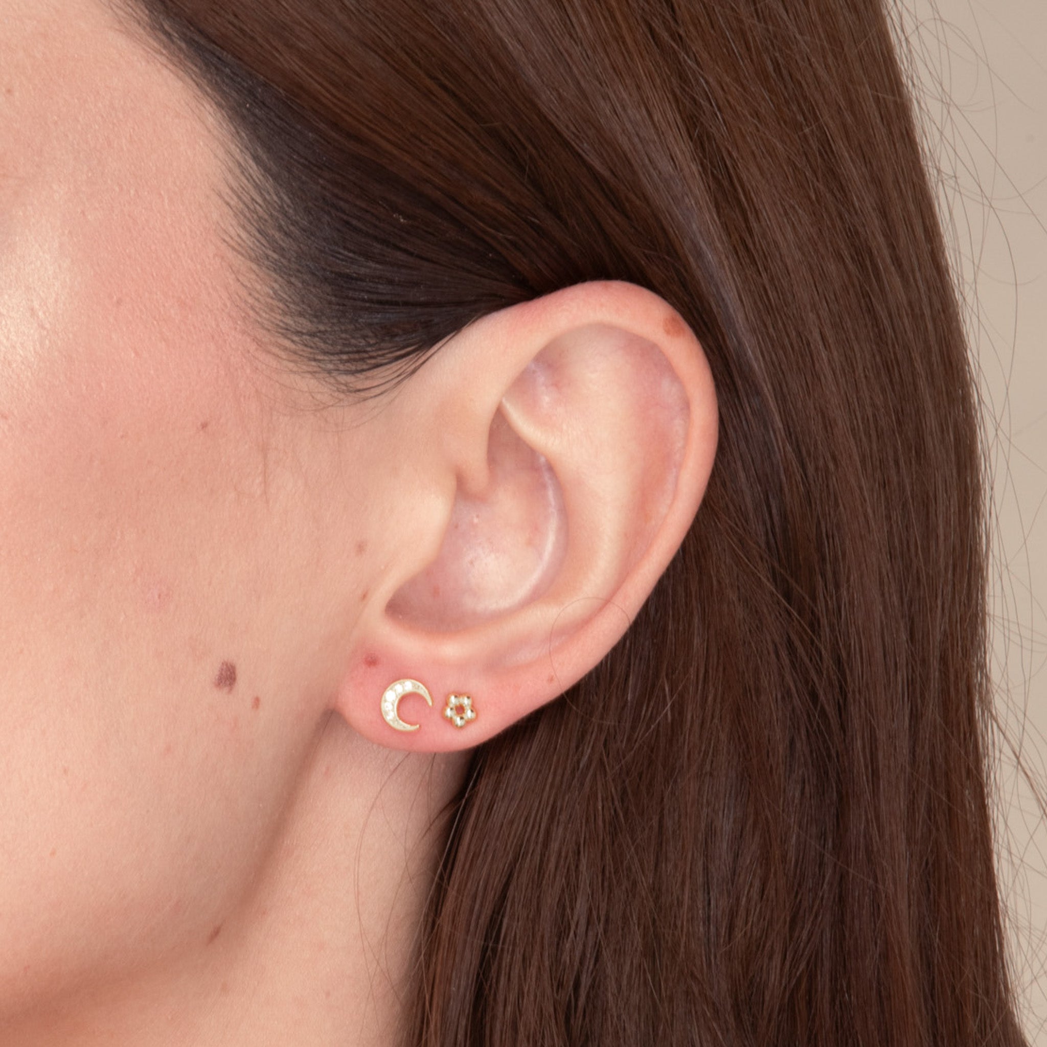 Moon Zirconia Stud Earrings