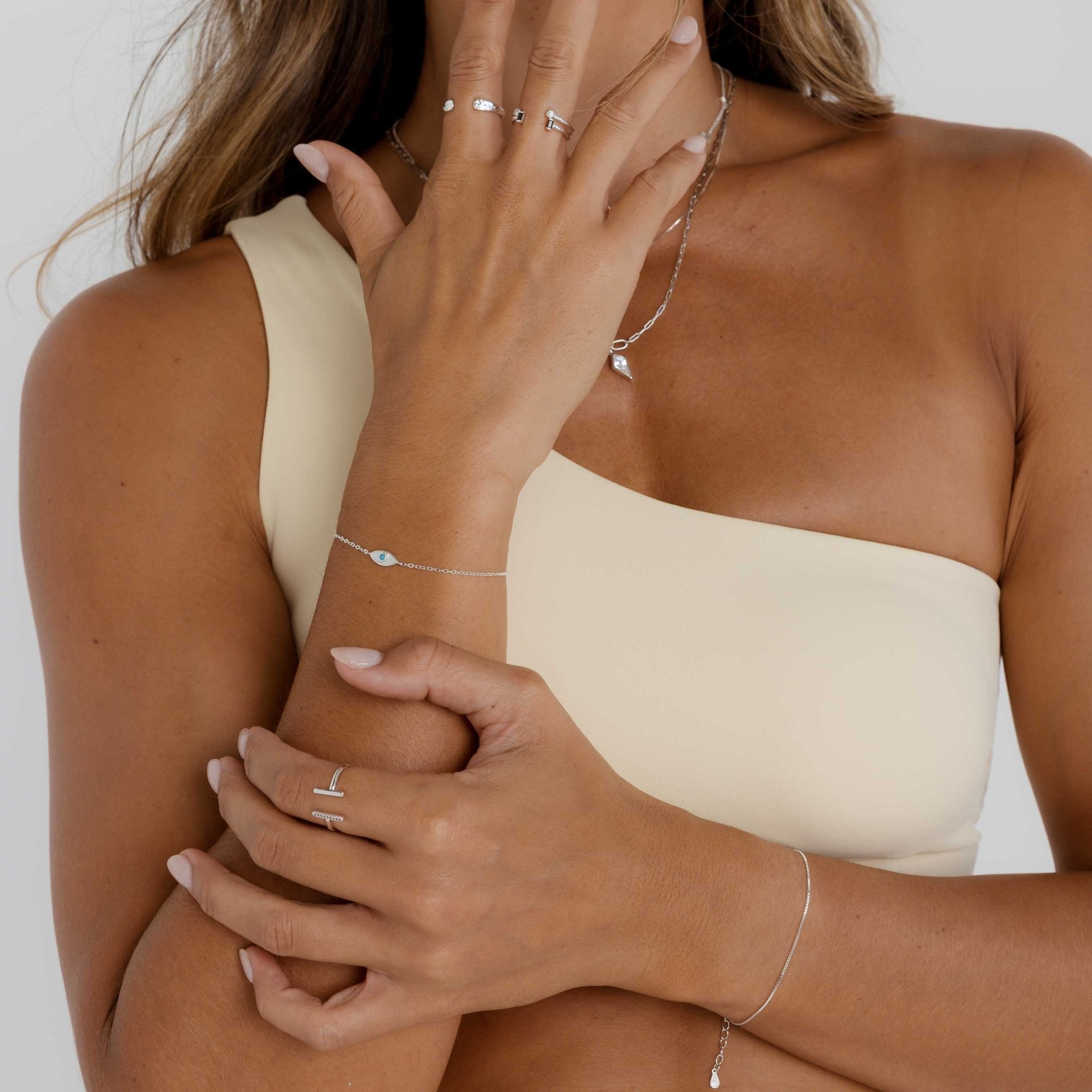Evil Eye Mother Of Pearl Bracelet - Camile & Stone