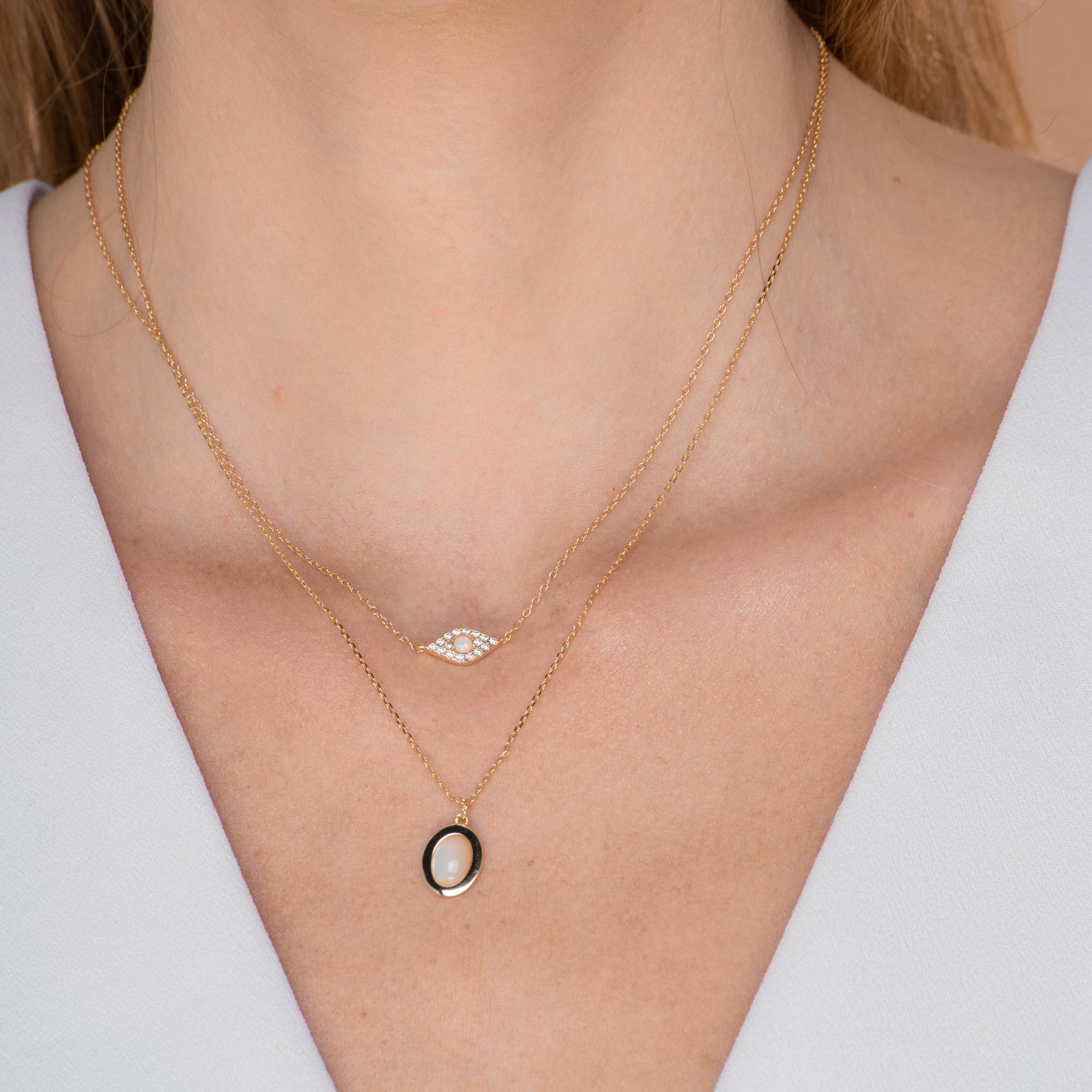 Evil Eye Opal Pave Necklace - Camile & Stone