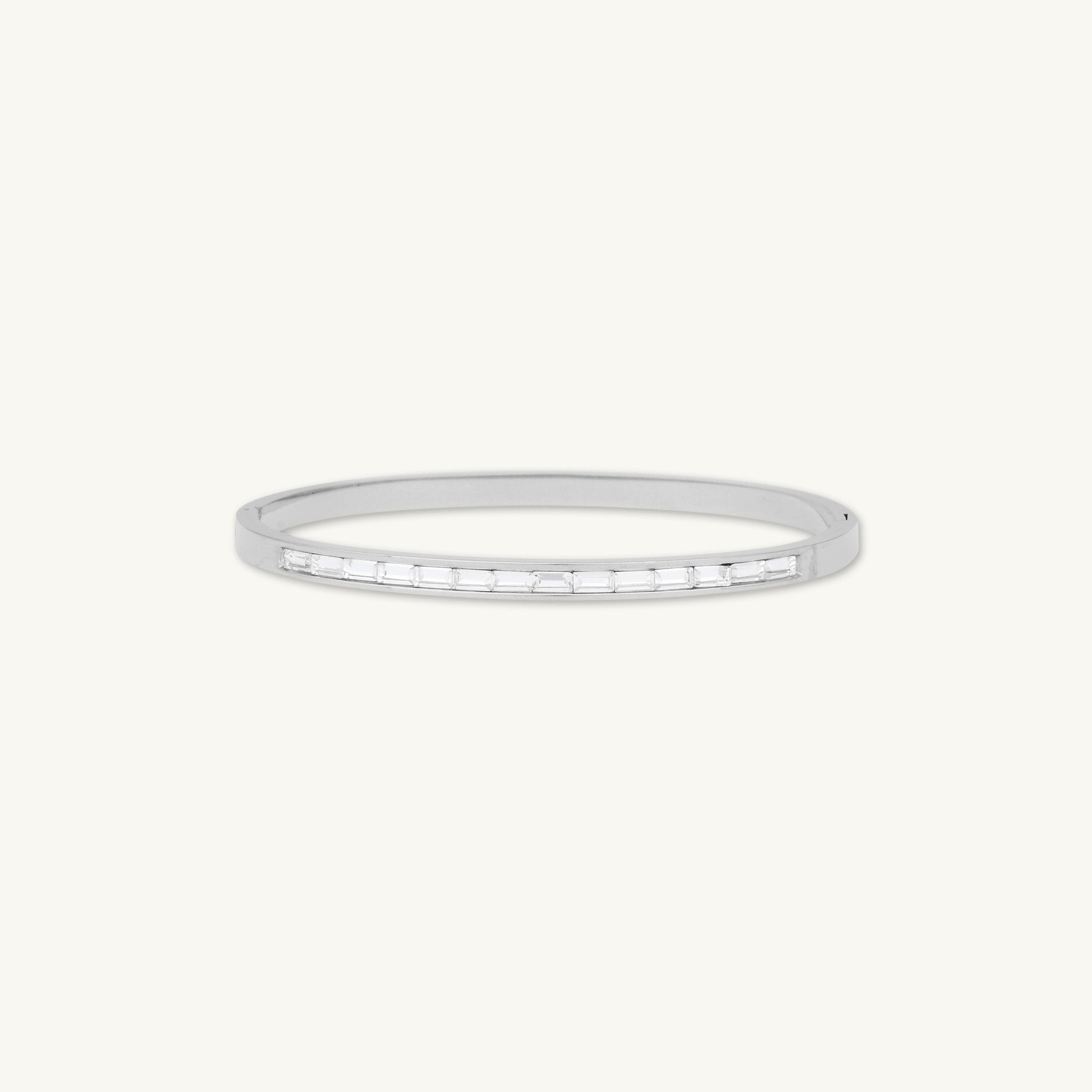Linear Baguette Hinged Bangle Bracelet - Camile & Stone