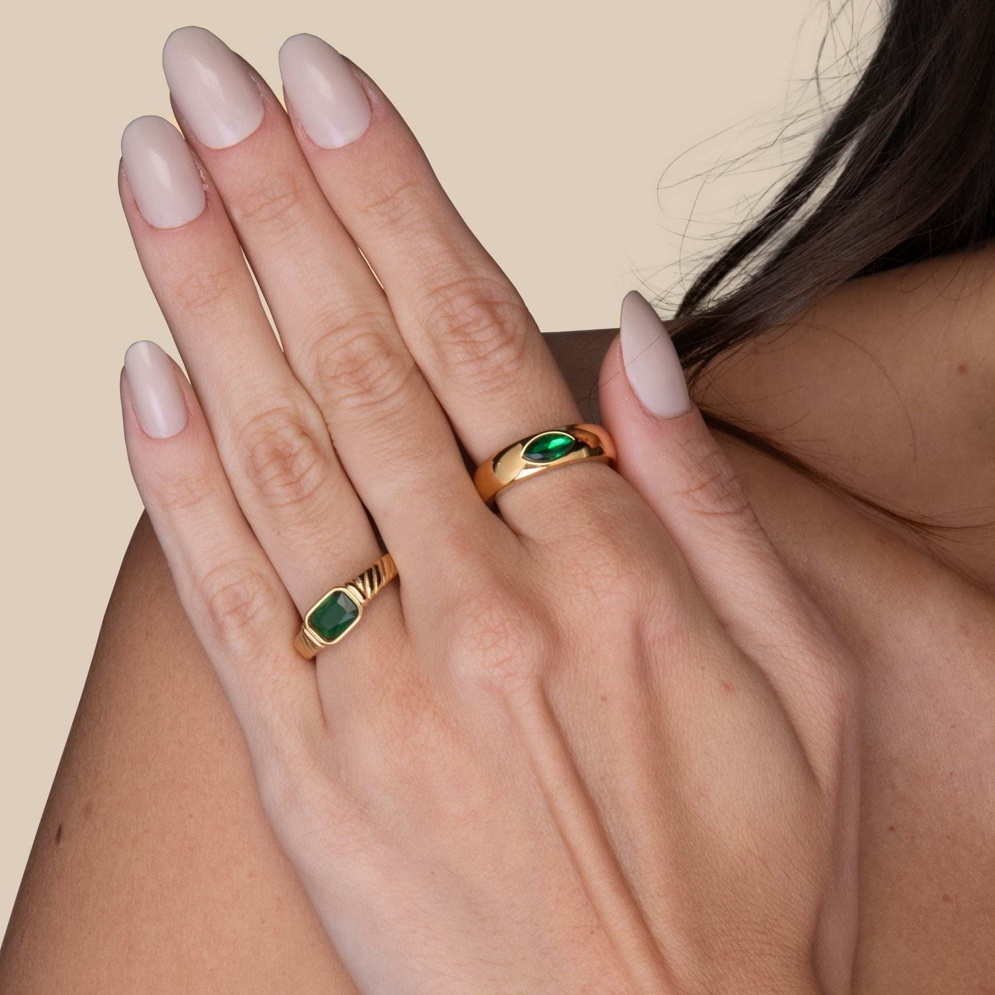 Marquise Emerald Eye Statement Ring - Camile & Stone