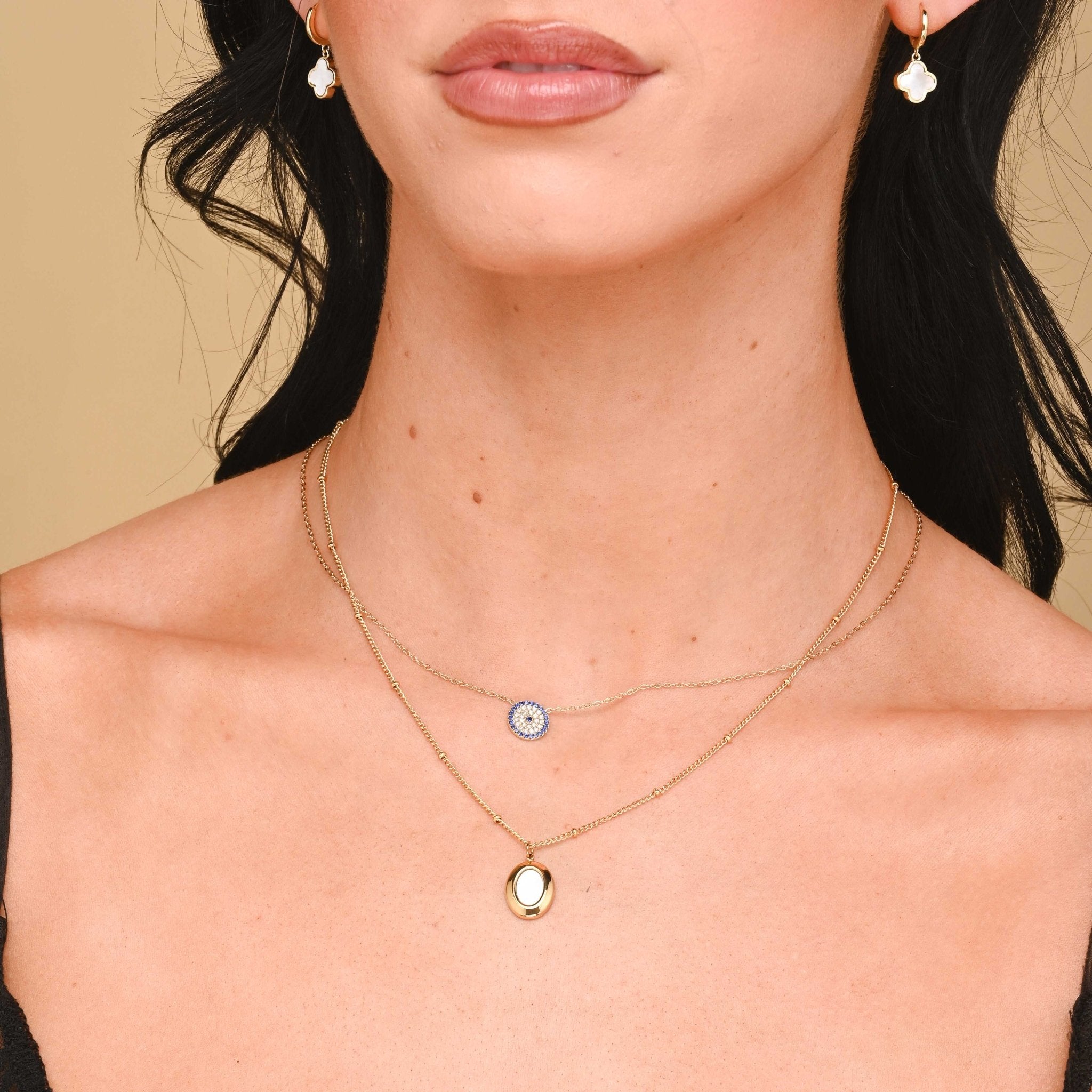 Moonstone Oval Medallion Satellite Necklace - Camile & Stone
