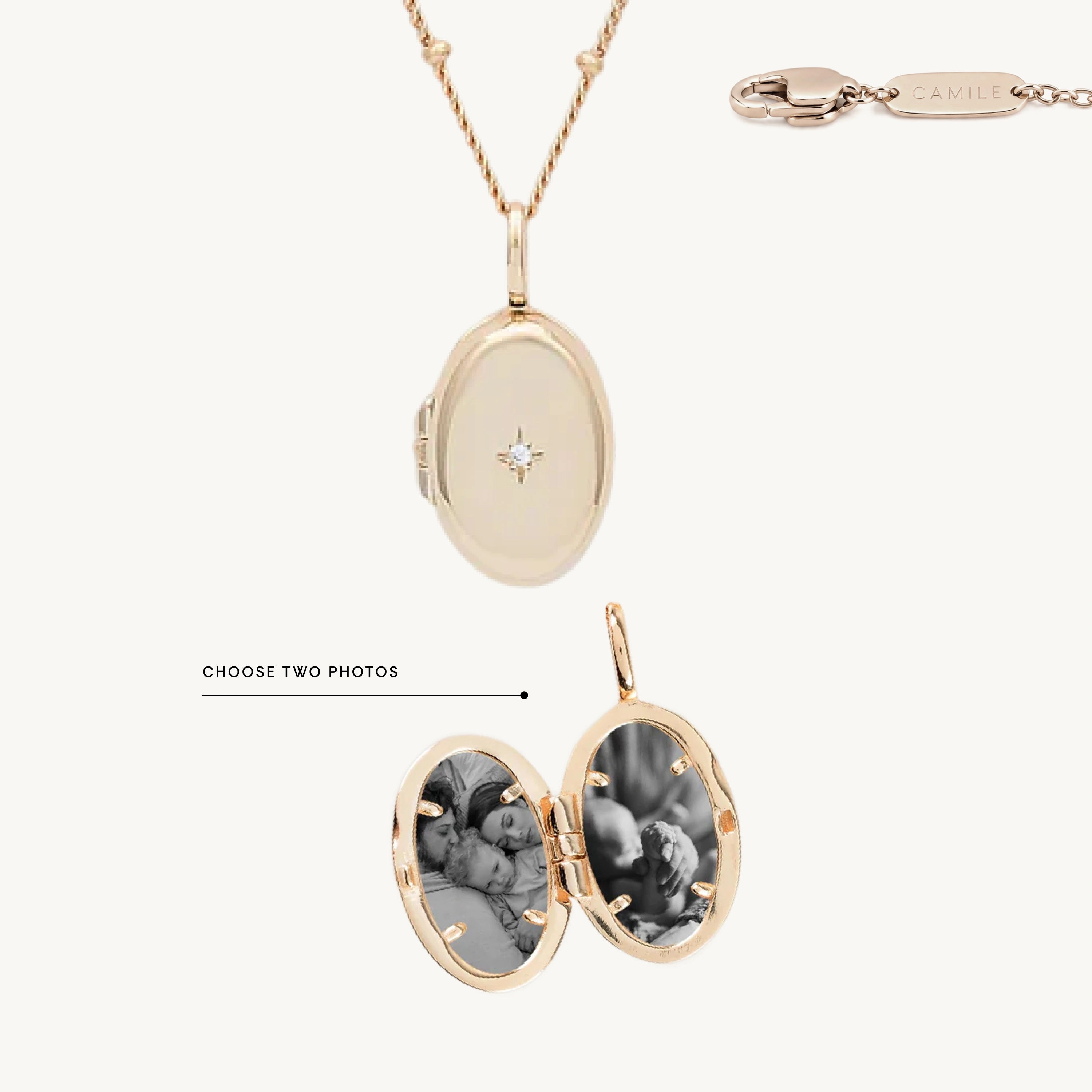 Oval North Star Photo Locket Necklace