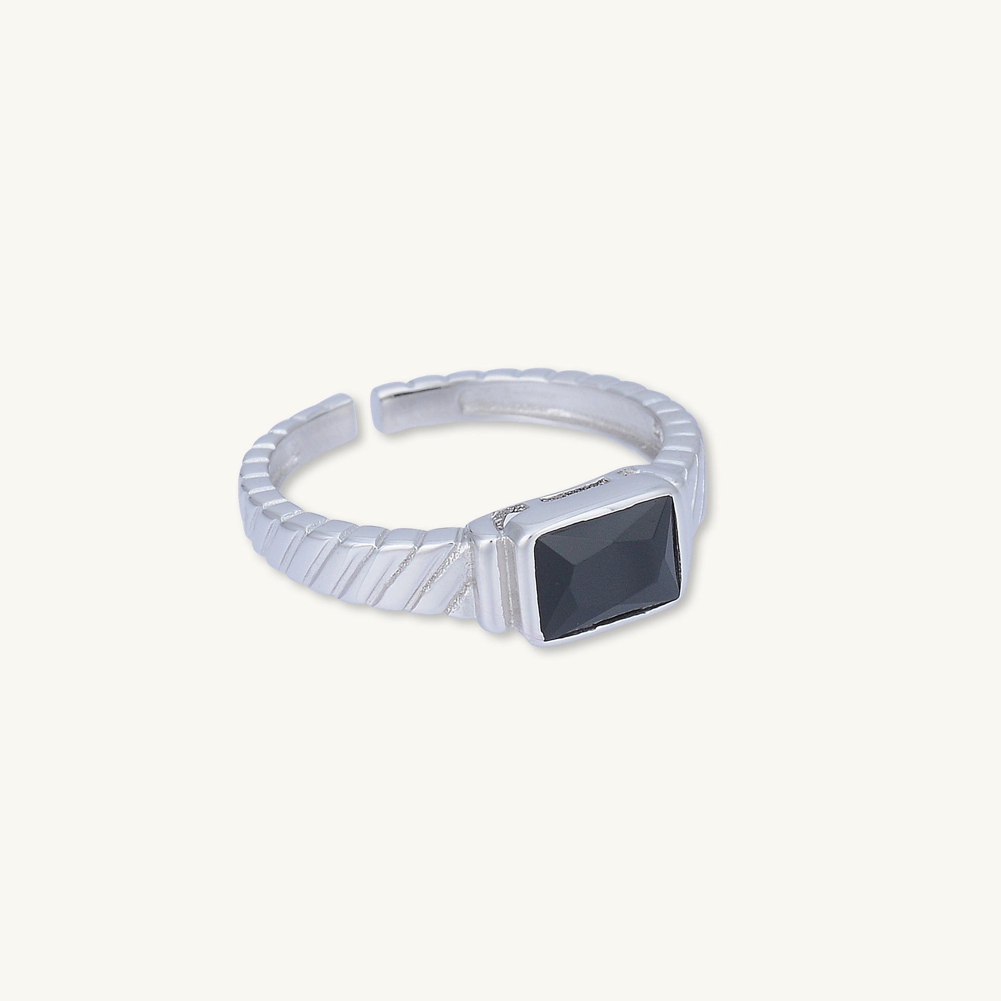 Onyx Baguette Twist Open Ring - Camile & Stone