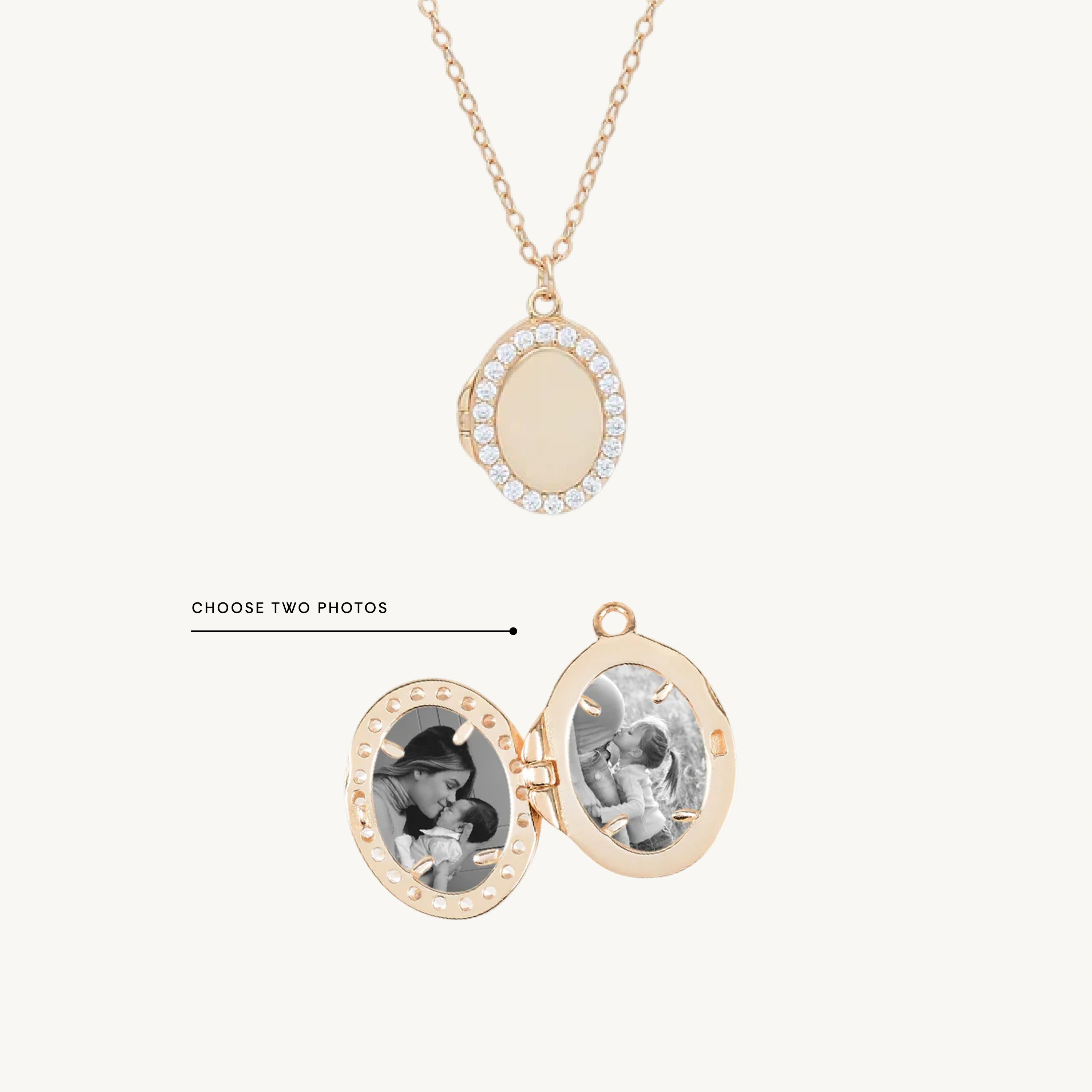 Oval Sapphire Photo Locket Necklace