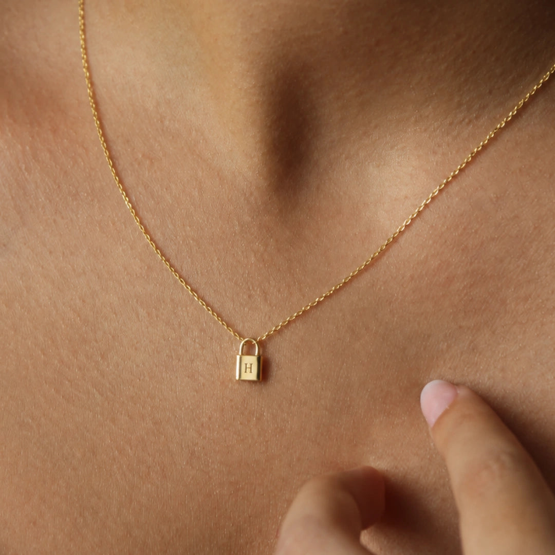 Padlock Initial Letter Necklace