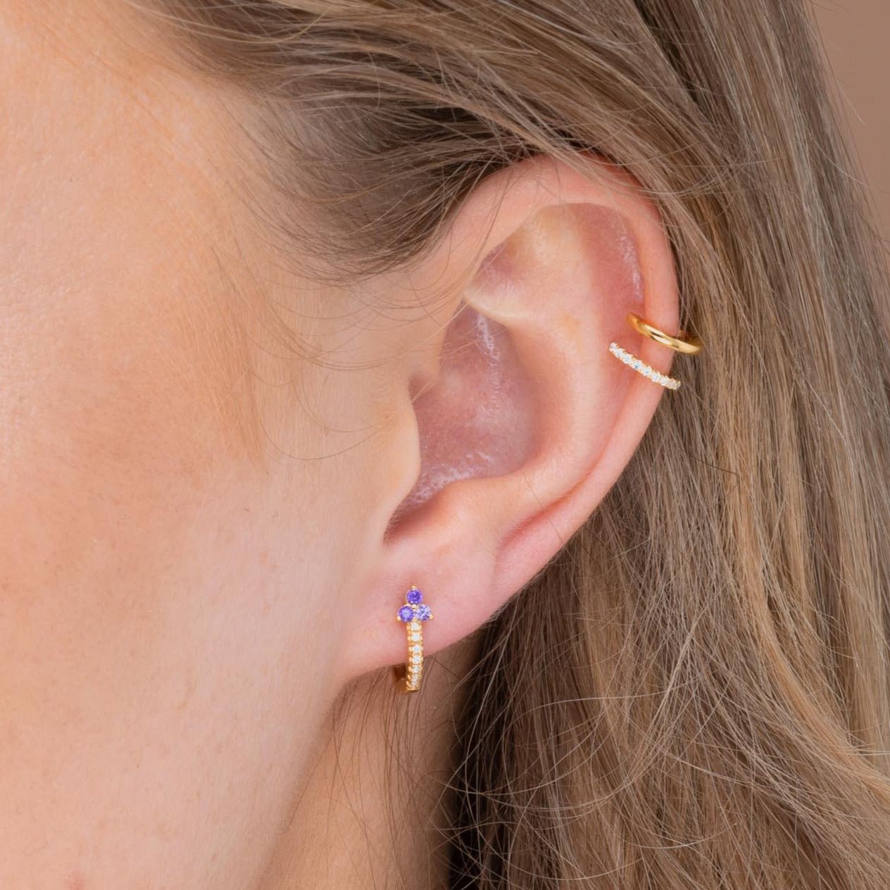 Purple Lotus Sapphire Hoop Earrings - Camile & Stone