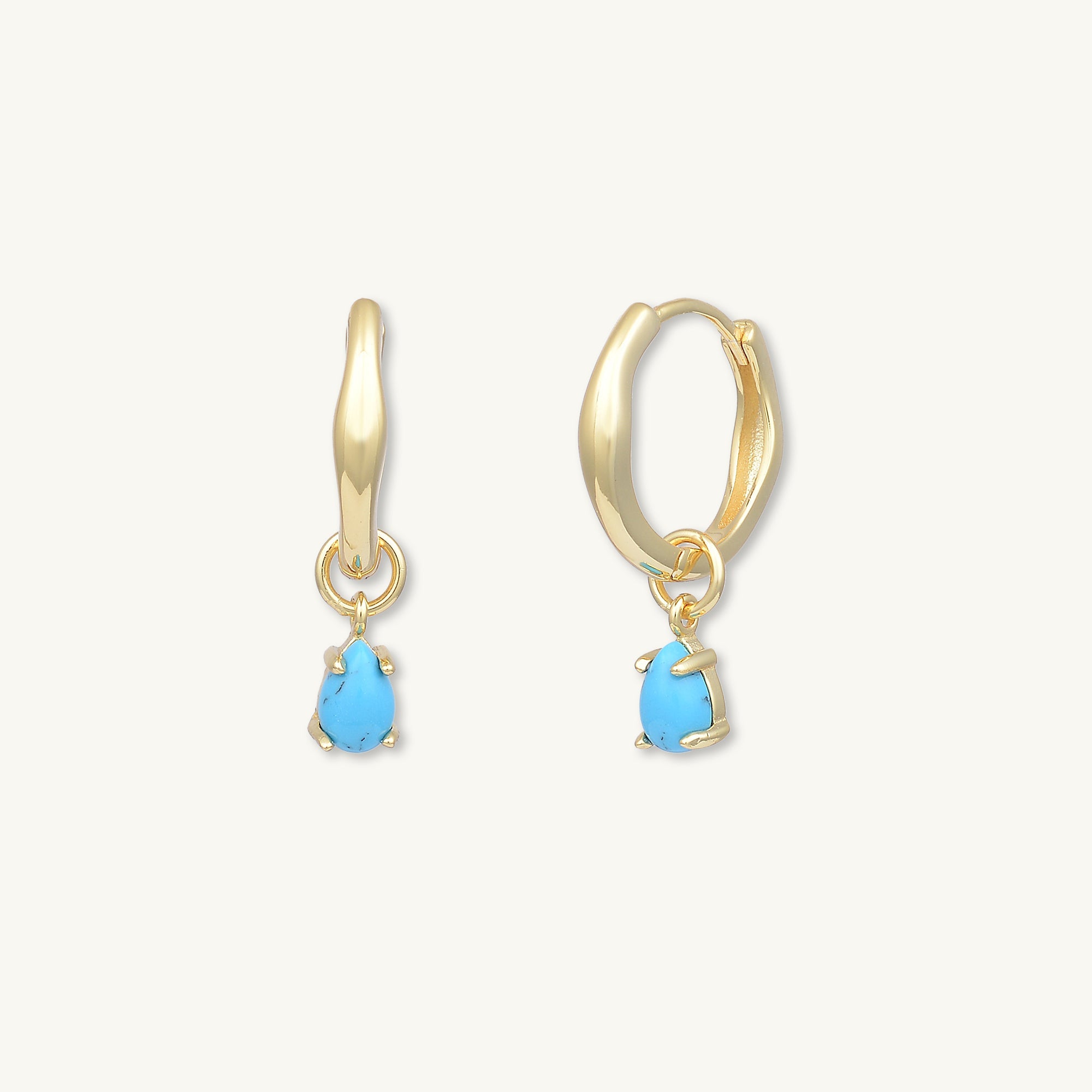 Teardrop Turquoise Huggie Earrings - Camile & Stone