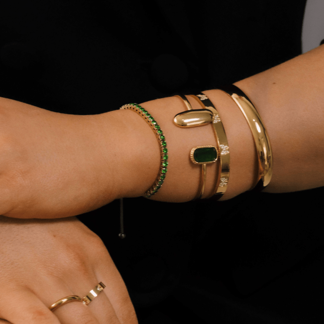Tennis Emerald Drawstring Adjustable Bracelet - Camile & Stone