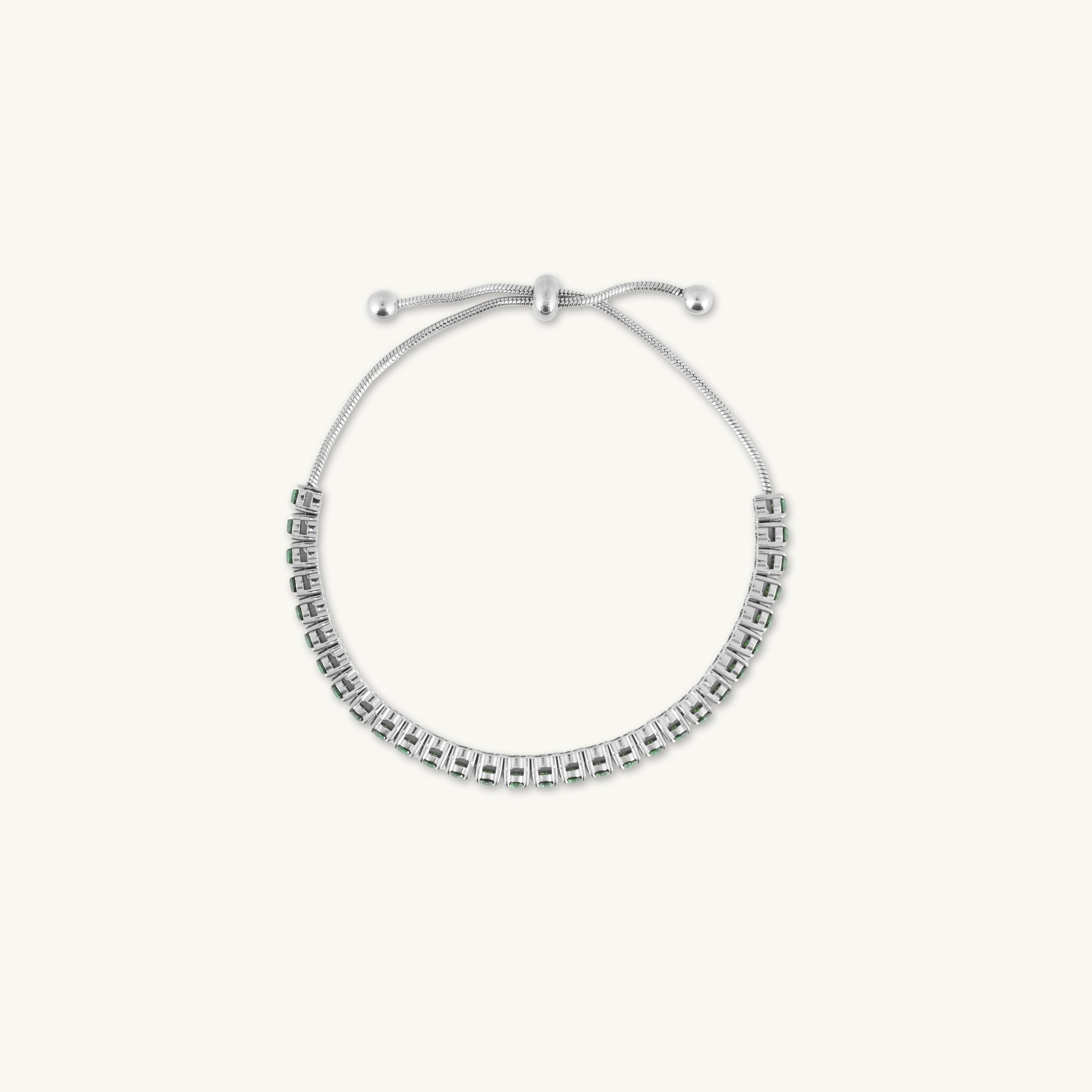 Tennis Emerald Drawstring Adjustable Bracelet - Camile & Stone
