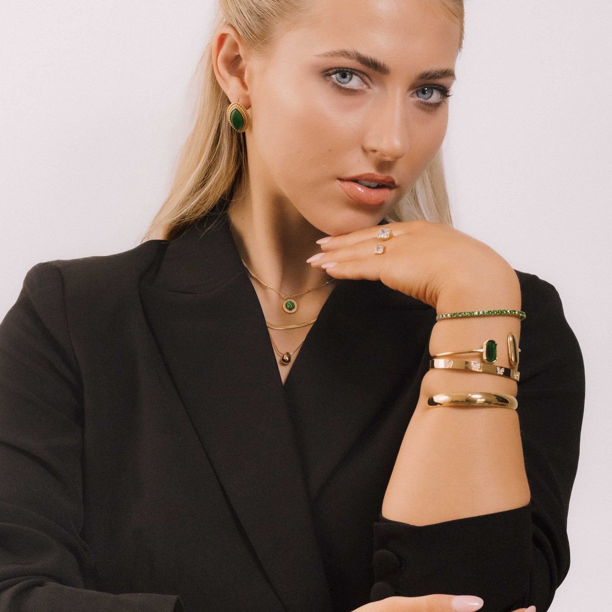 Tennis Emerald Drawstring Adjustable Bracelet - Camile & Stone
