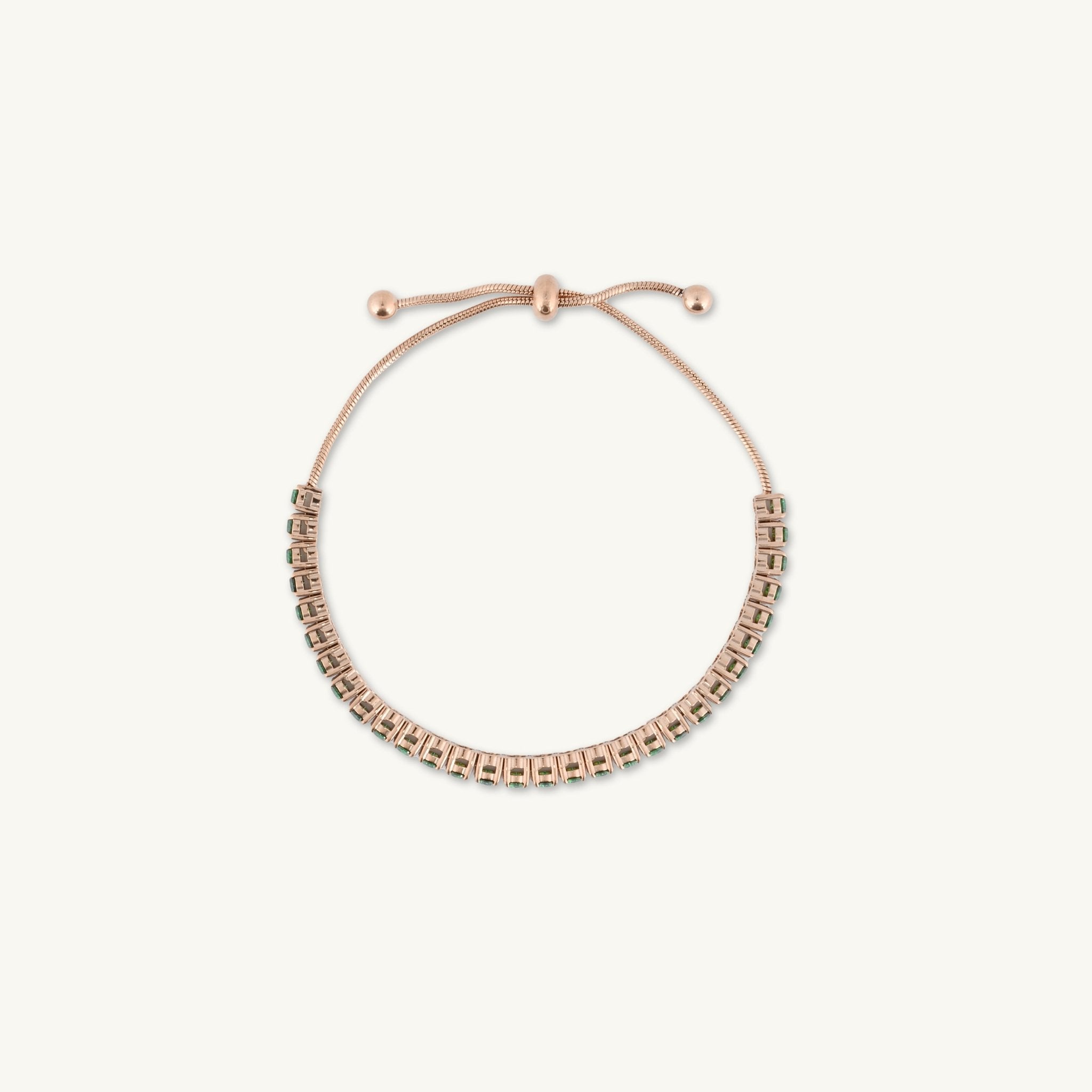 Tennis Emerald Drawstring Adjustable Bracelet - Camile & Stone