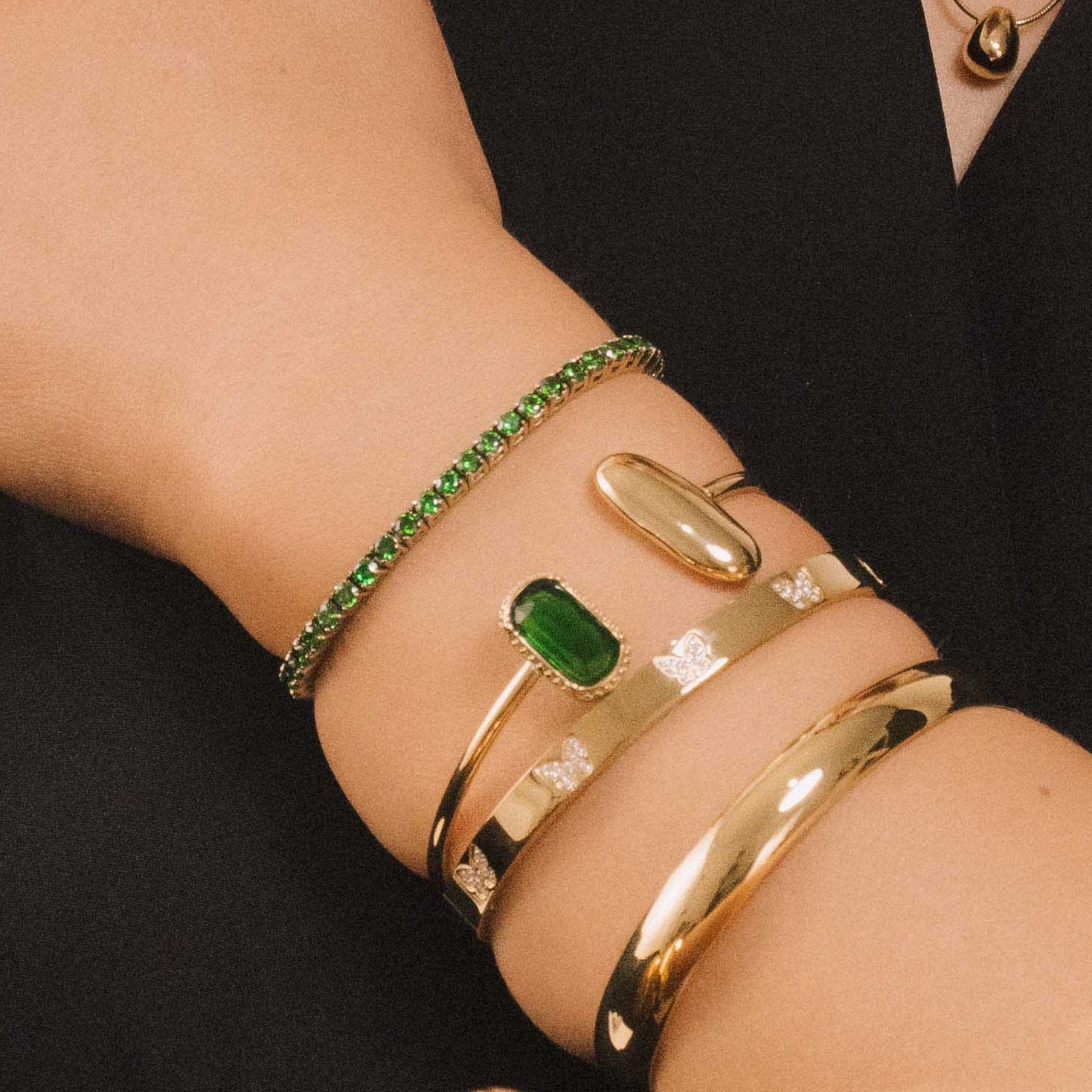Tennis Emerald Drawstring Adjustable Bracelet - Camile & Stone