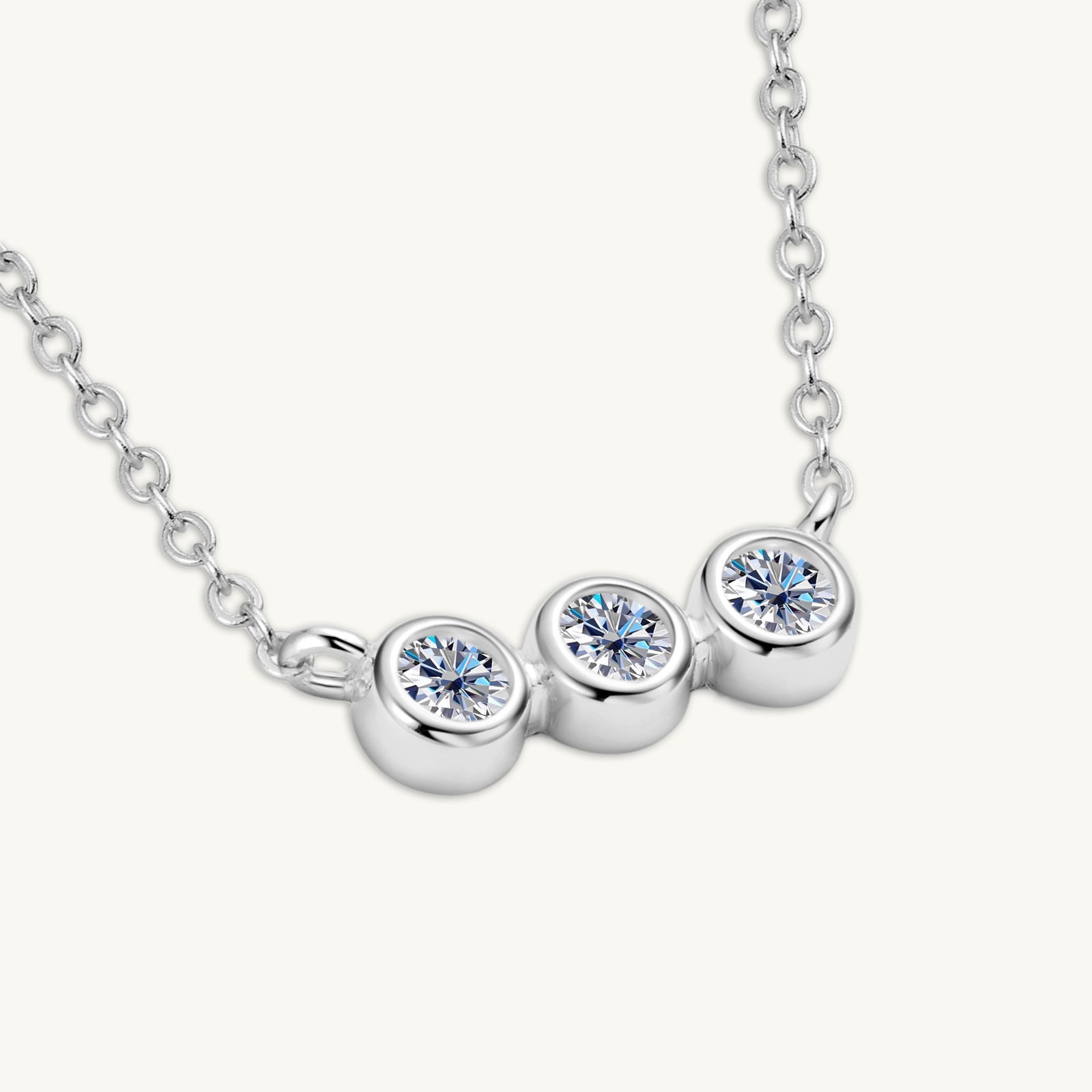 Trio Bezel Moissanite Necklace - Camile & Stone